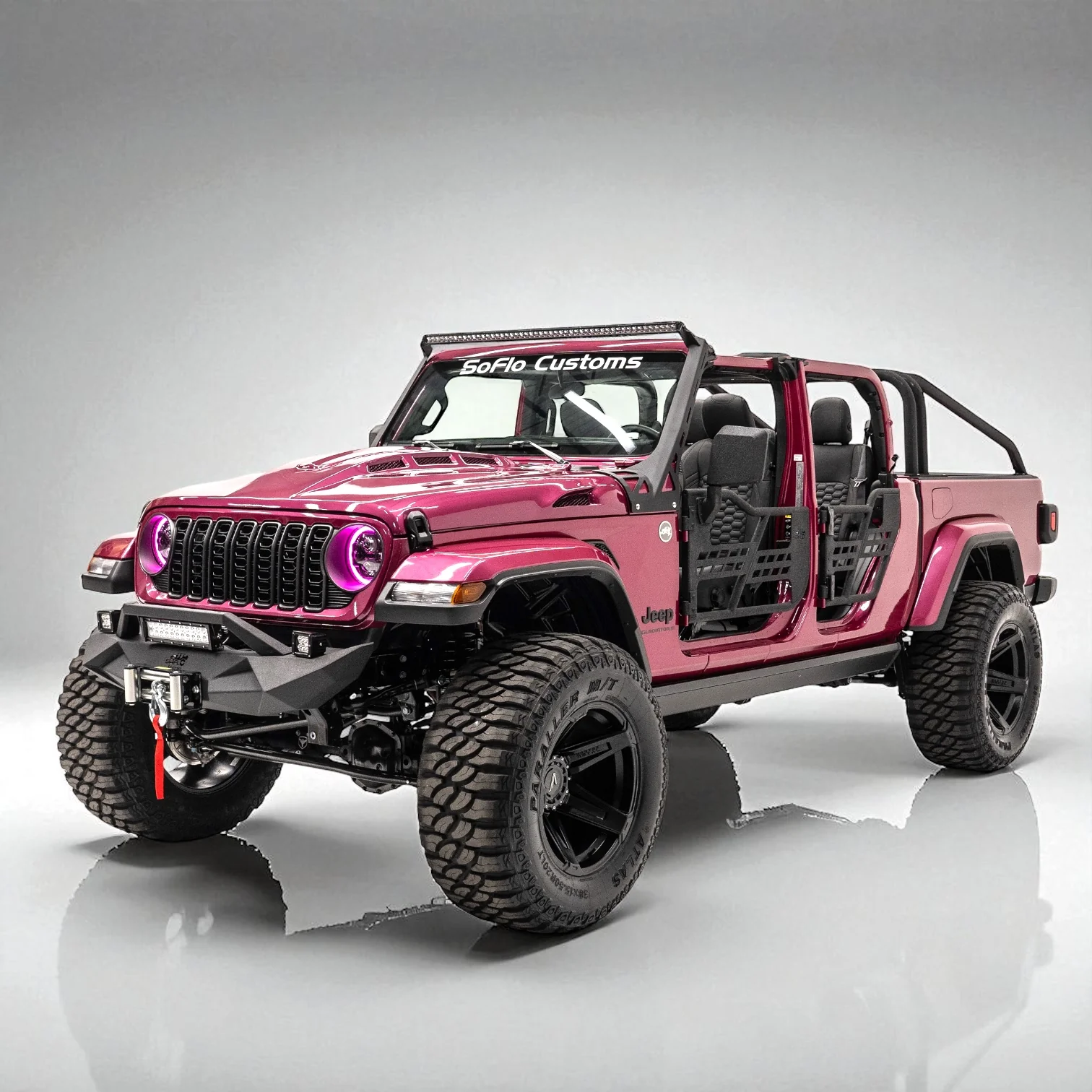 Jeep Gladiator Front Bumper Stubby 2020-2026 with Cube Lights and Light Bar