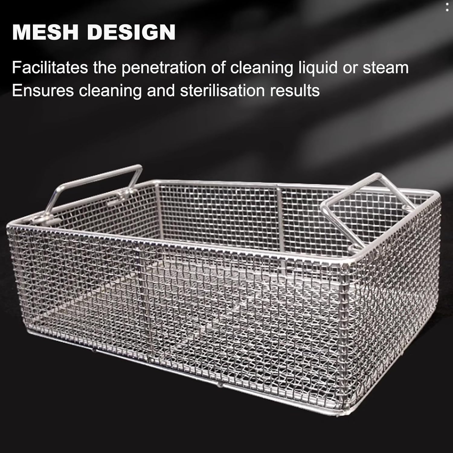 304 Stainless Steel Disinfection Basket with Handle, 0.16in Mesh for Labs, Hospital Instruments, Dental Clinics
