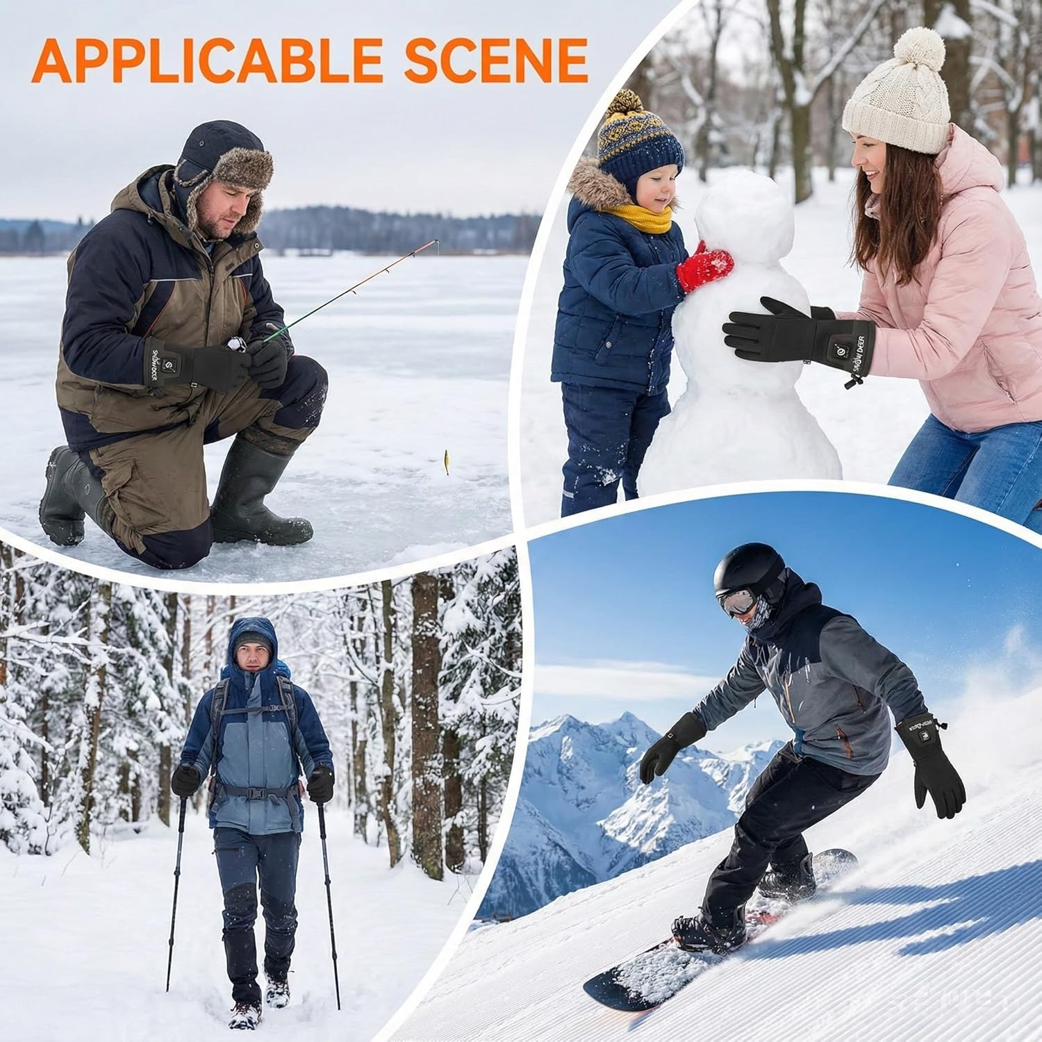 Heated Glove Liners Men Women,Rechargeable Battery Heated Motorcycle Ski Snow Warmer Gloves