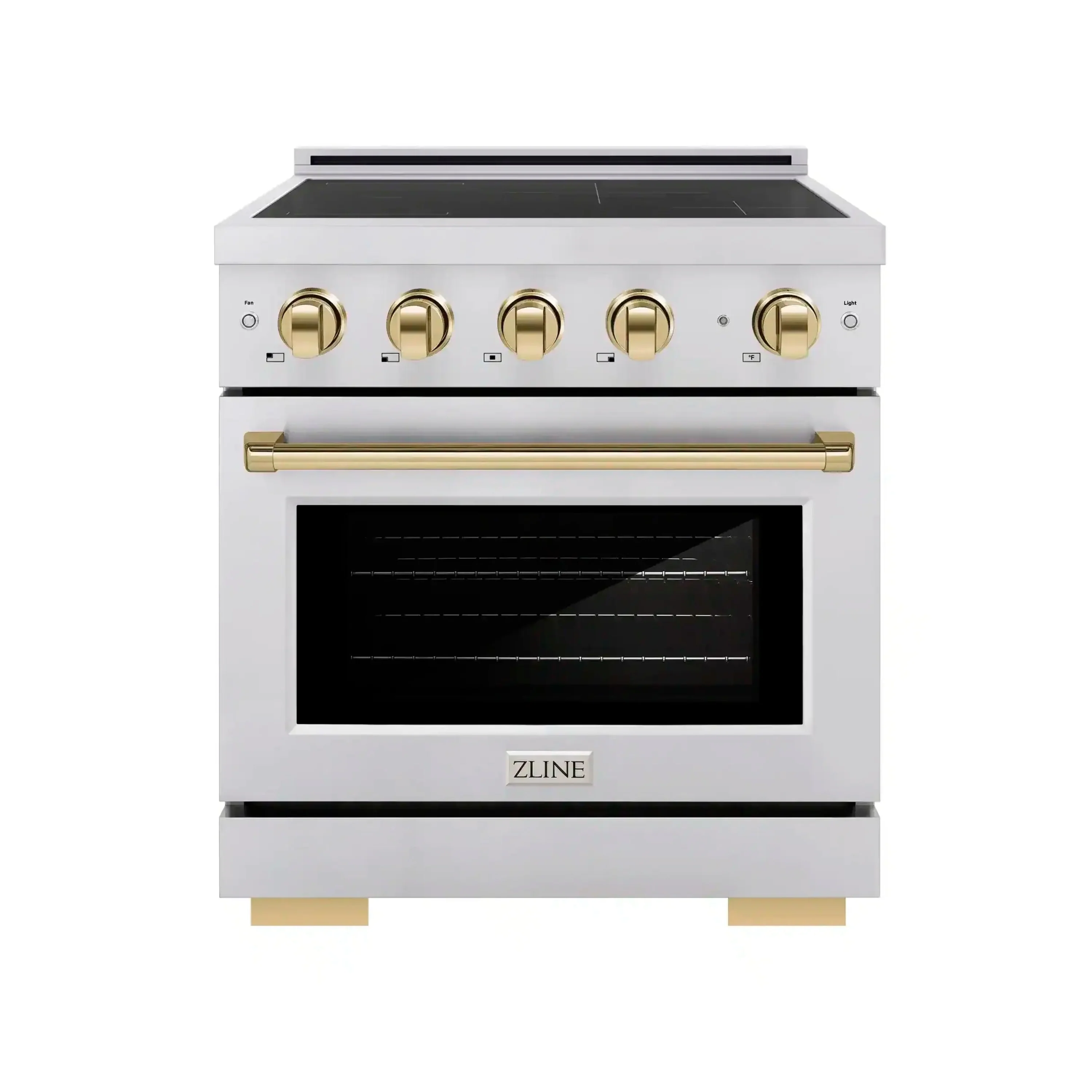 ZLINE 30-Inch, 4.2 Cu. Ft. Paramount Induction Range with 4 Element Cooktop and Electric Convection Oven in Stainless Steel with Polished Gold Accents (SINRZ-30-G)