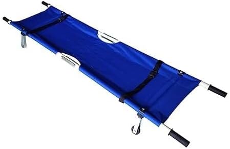 Folding Portable Stretcher, Aluminum Alloy Medical Stretcher with Rubber Handle, Oxford Cloth, 175kg Load Capacity, with Wheels for Hospital, Clinic, Home, and Outdoor Use