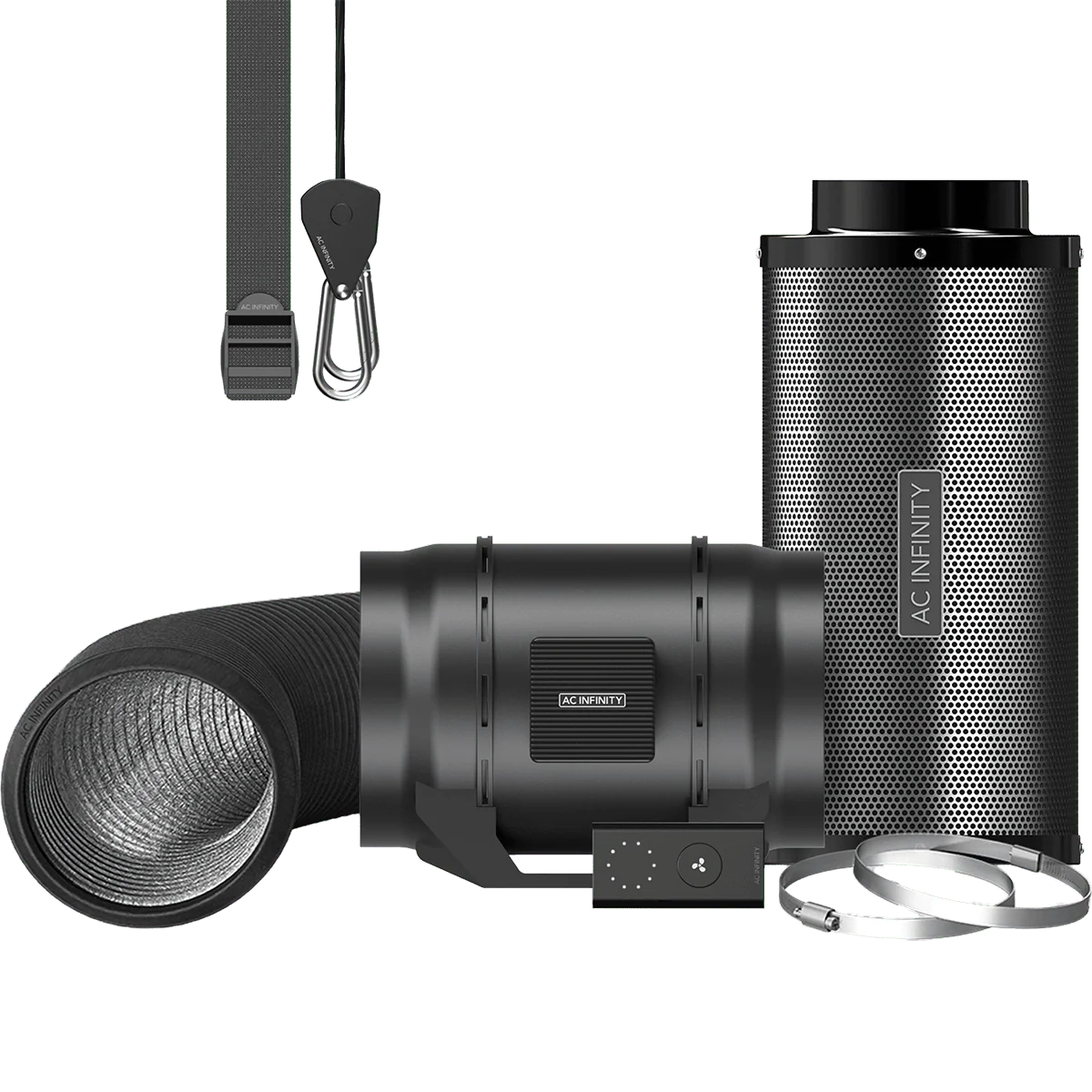 AC Infinity Air Filtration Kit, 8-In. Inline Lite Fan w/ Speed Controller