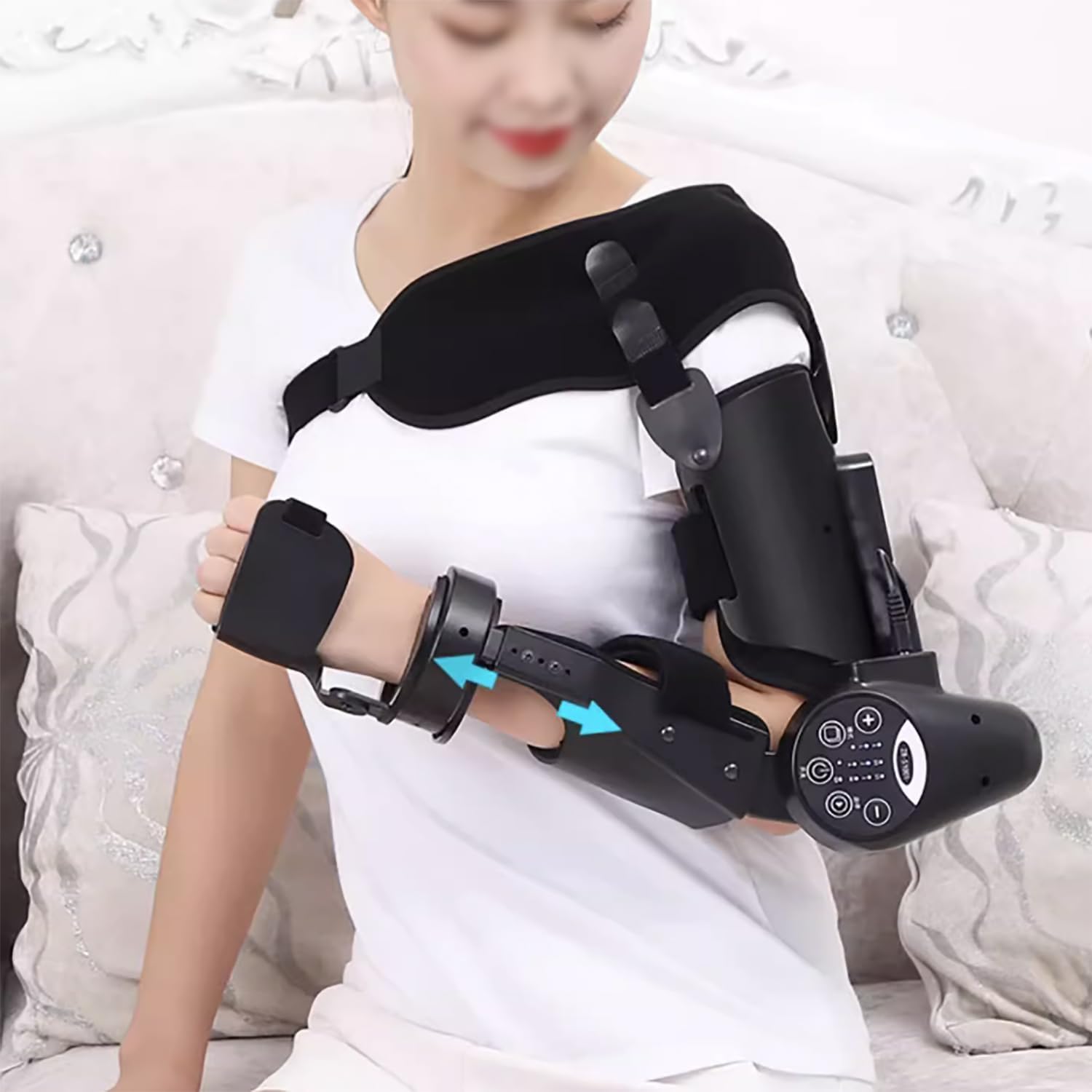 Hinged Elbow Brace Arm Exerciser, (Left)Electric Elbow Joint Rehabilitation Device, Wireless Intelligent Key Control, Precisely Control The Extension and Flexion Angle for Stroke Hemiplegia Patients.