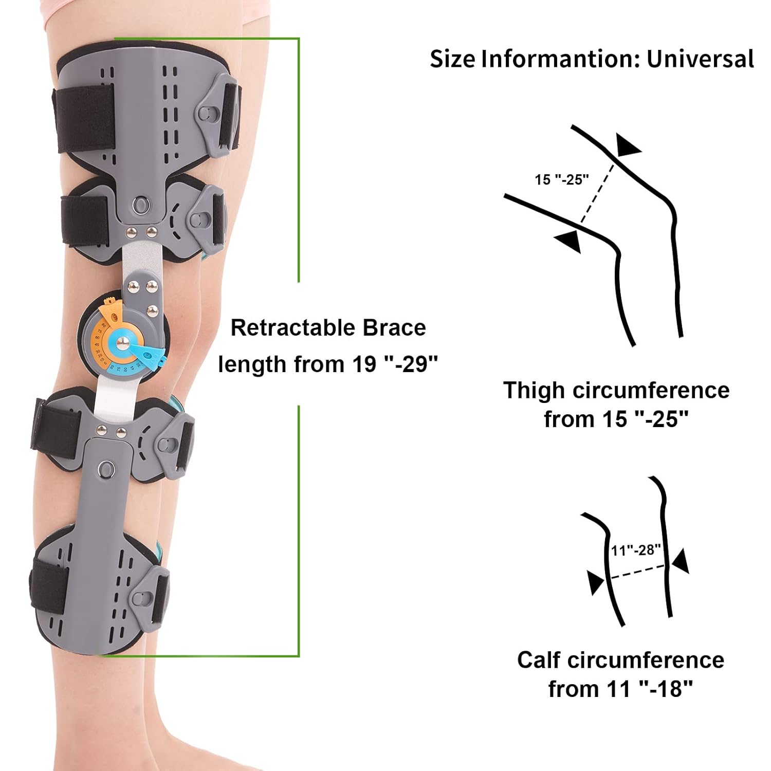 Hinged Knee Brace ROM Post Op Knee Immobilizer Adjustable Knee Immobilizer Support with Side Leg Stabilizers for Men and Women for Meniscus Tear, Arthritis, ACL, PCL, Osteoarthritis, Orthopedic Rehab