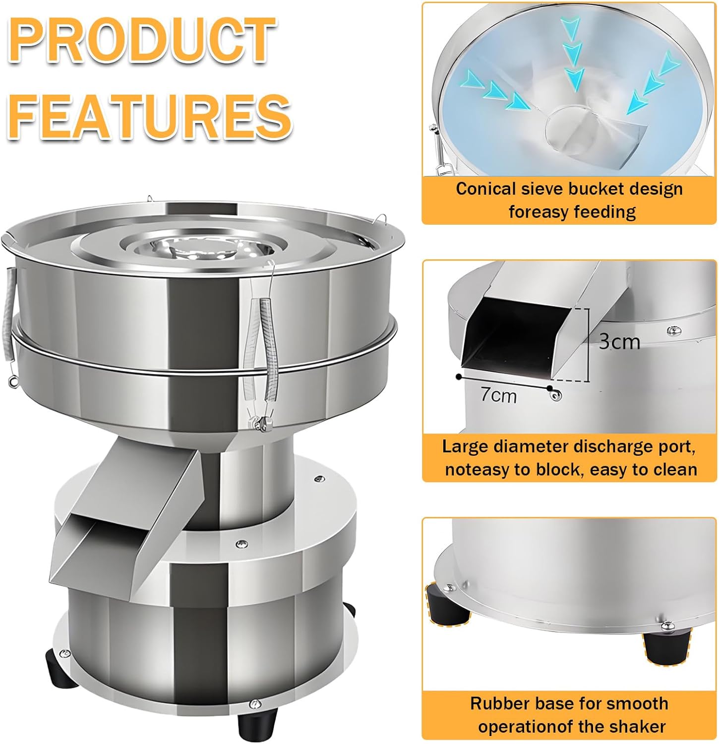 Compact Automatic Powder Sifter, Electric Vibrating Sieve Machine with 40/60 Mesh Screen for Small Batch Baking, Lab Use, and Home Kitchen 220V10cm-60mesh