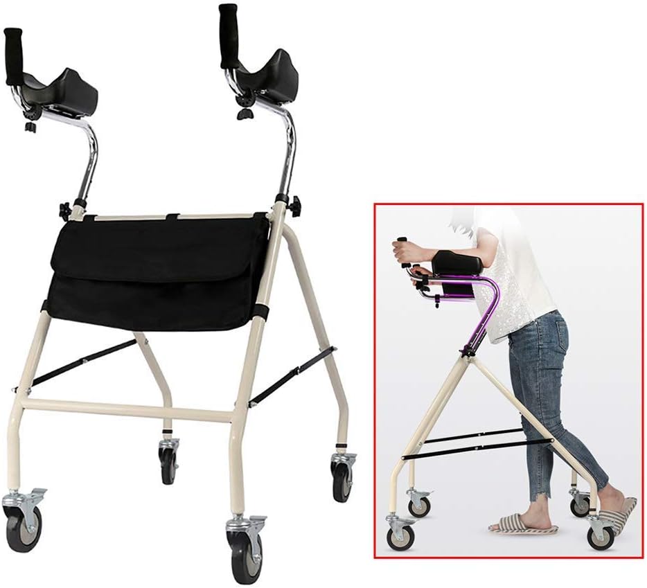 Elderly Vertical Walker Wheeled Aids Tow Support with Arms Adjustable Walking Walking Aid (