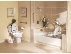 Moen DN7060 Home Care 22-Inch W x 19.25-Inch D Adjustable Height Bath Safety Shower Chair, Glacier