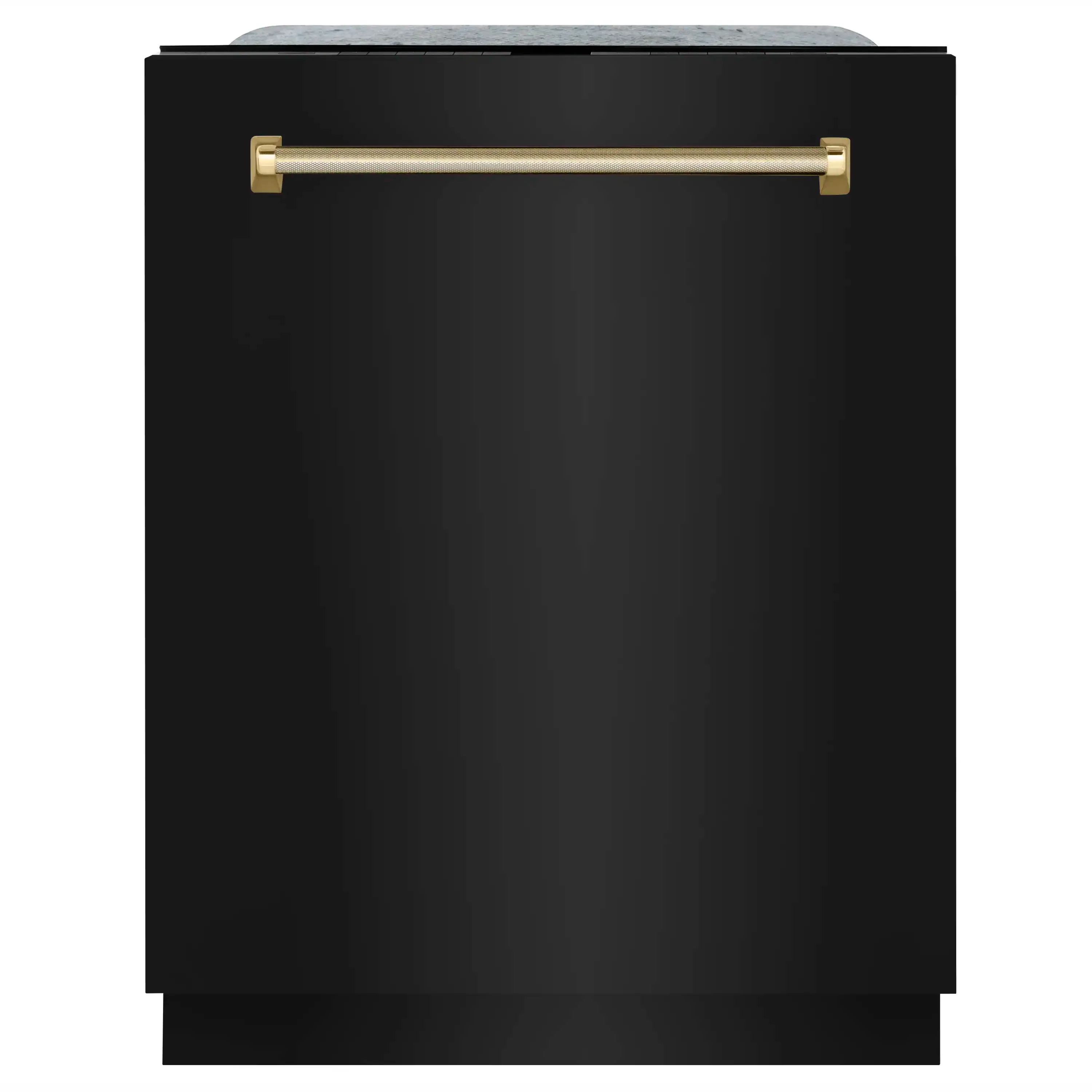 ZLINE Autograph 24-Inch Monument Dishwasher in Black Stainless Steel with Polished Gold Helix Handle, 45dBa (DWMTZ-BS-24-KG)
