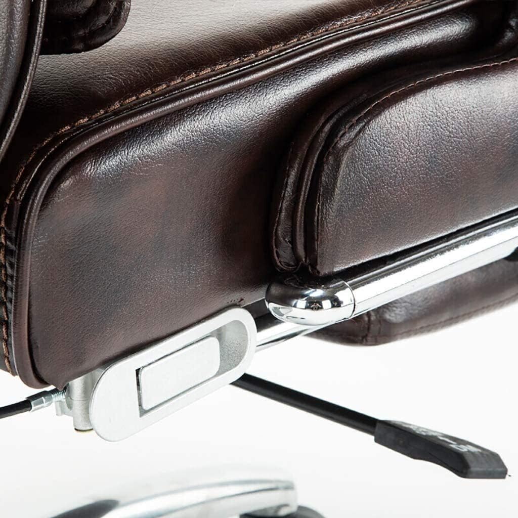 Executive Swivel Adjustable Swivel Office Desk Chair with Armrests Lumbar Support Desk Ergonomic Chair Boss Chair Business Home Computer Chair Comfortable Sedentary Reclini,Selected Cowhide-Coffe