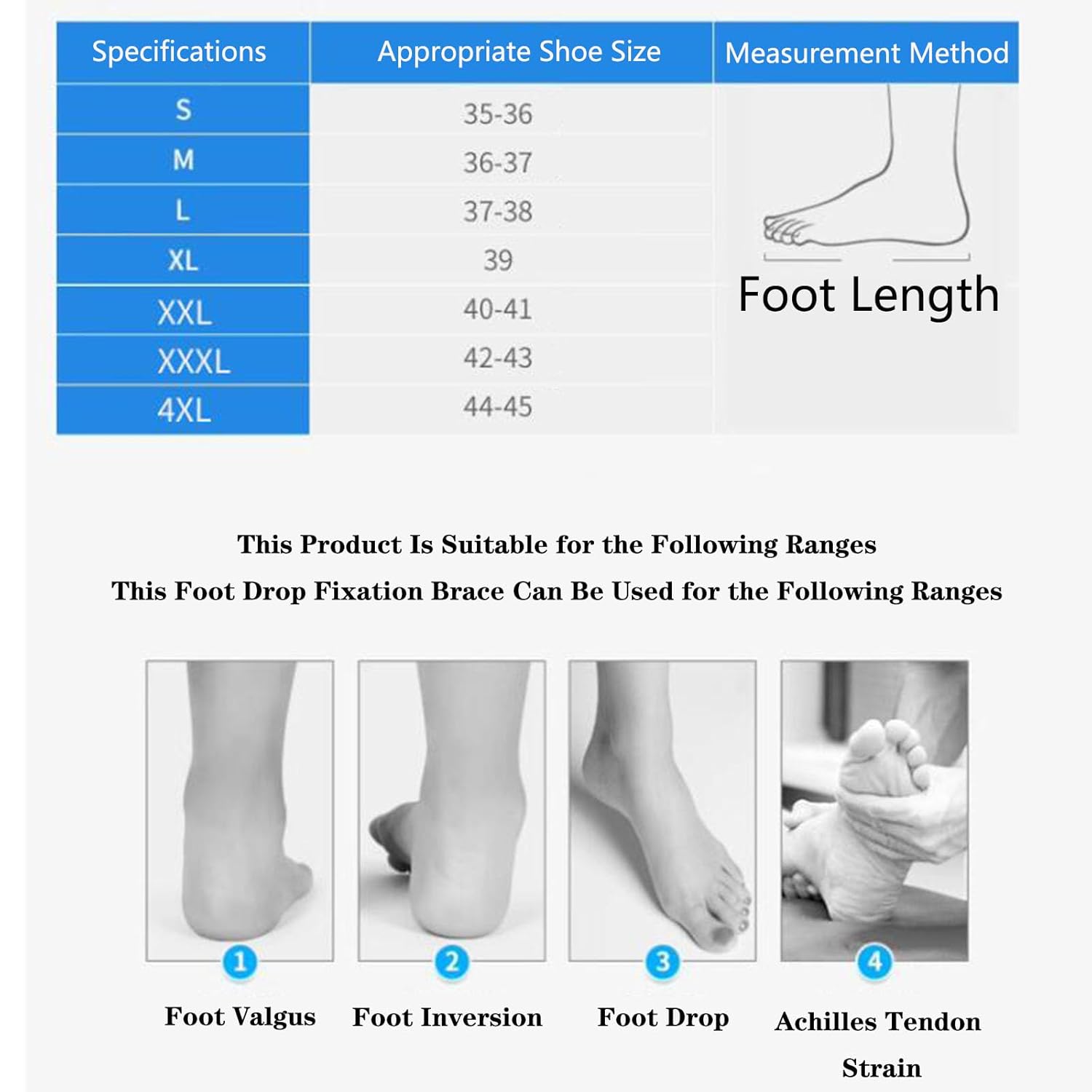 SFKLYU Drop Foot Orthosis Support Ankle Stabilizer Breathable Portable Drop Foot Orthosis Brace for Sprains, Tendonitis, Volleyball, Basketball, Sprained Ankle,Right,M