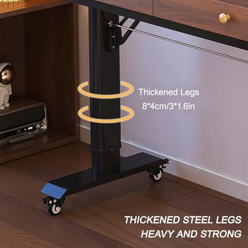 Adjustable Over Bed Table with Drawer & Wheels, Mobile Laptop Desk Cart for Home & Hospital Use, 59