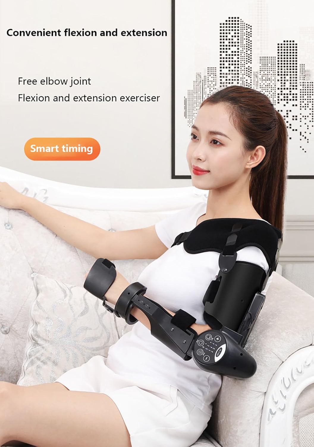 Hinged Elbow Brace Adjustable Support – Elbow Stabilizer Brace with Range of Motion Control, Anti-Hyperextension Protection & Intelligent Timing, Fits Right or Left Arm Left arm