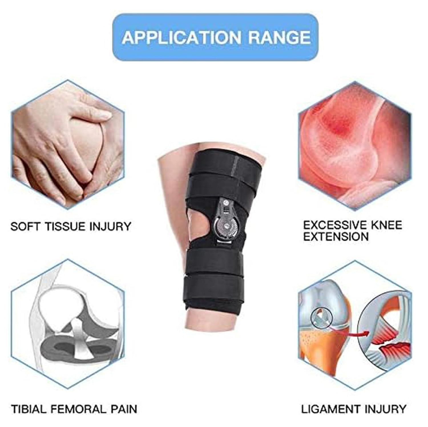 Knee Support, Adjustable Hinged Knee Immobilizer Brace,Straight Knee Splint for Hyperextension And Locking Treatment, Ligament Tears, Osteoarthritis,M