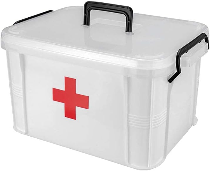 White Medicine Box,Medicine Storage Box,Family First Aid Medical Kit,Large Capacity and Convenient to Use,neatly Planned Internal Medicine (White 39x28x22.5cm)