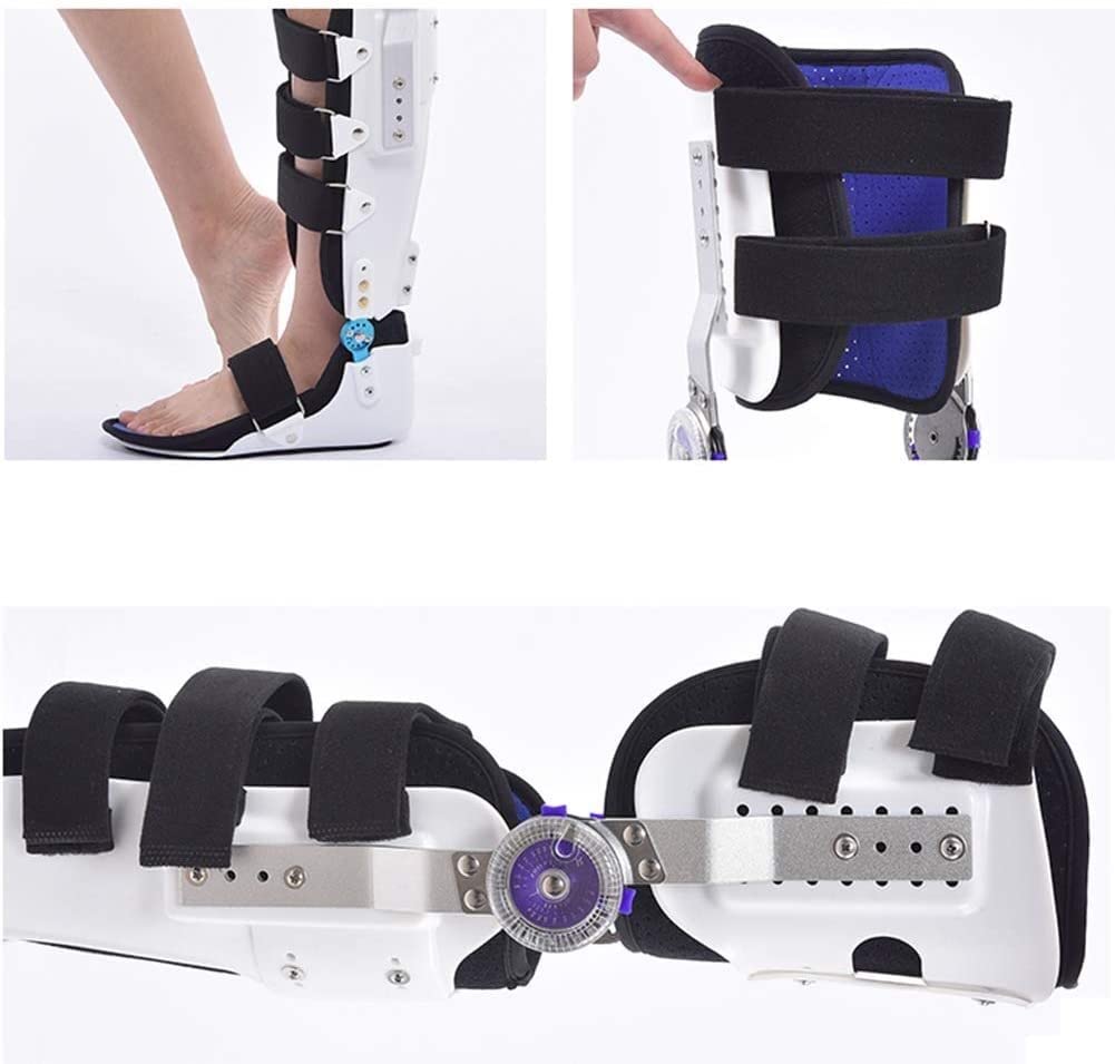Hinged ROM Knee Brace, Adjustable And Breathable Hinged Knee Brace, Straight Leg Support Knee Splint For Knee Sprain, Ligament Injury, Joint Hyperextension,White-L
