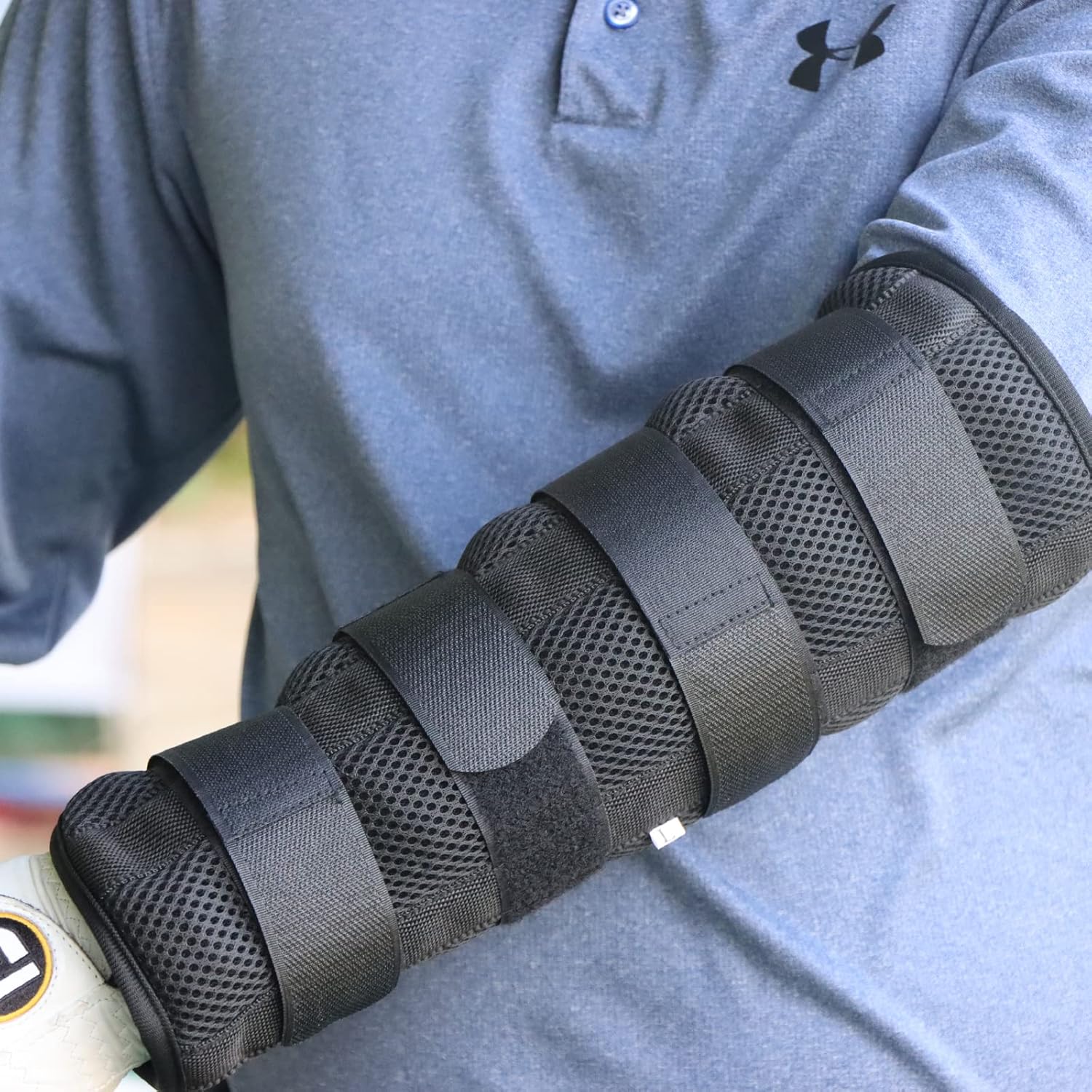 Golf Swing Training Elbow Brace with Golf Swing Trainer Aid Golf Warm-up Stick, Perfect for Amend Chicken Wings and Correction Brace of Golf Swing