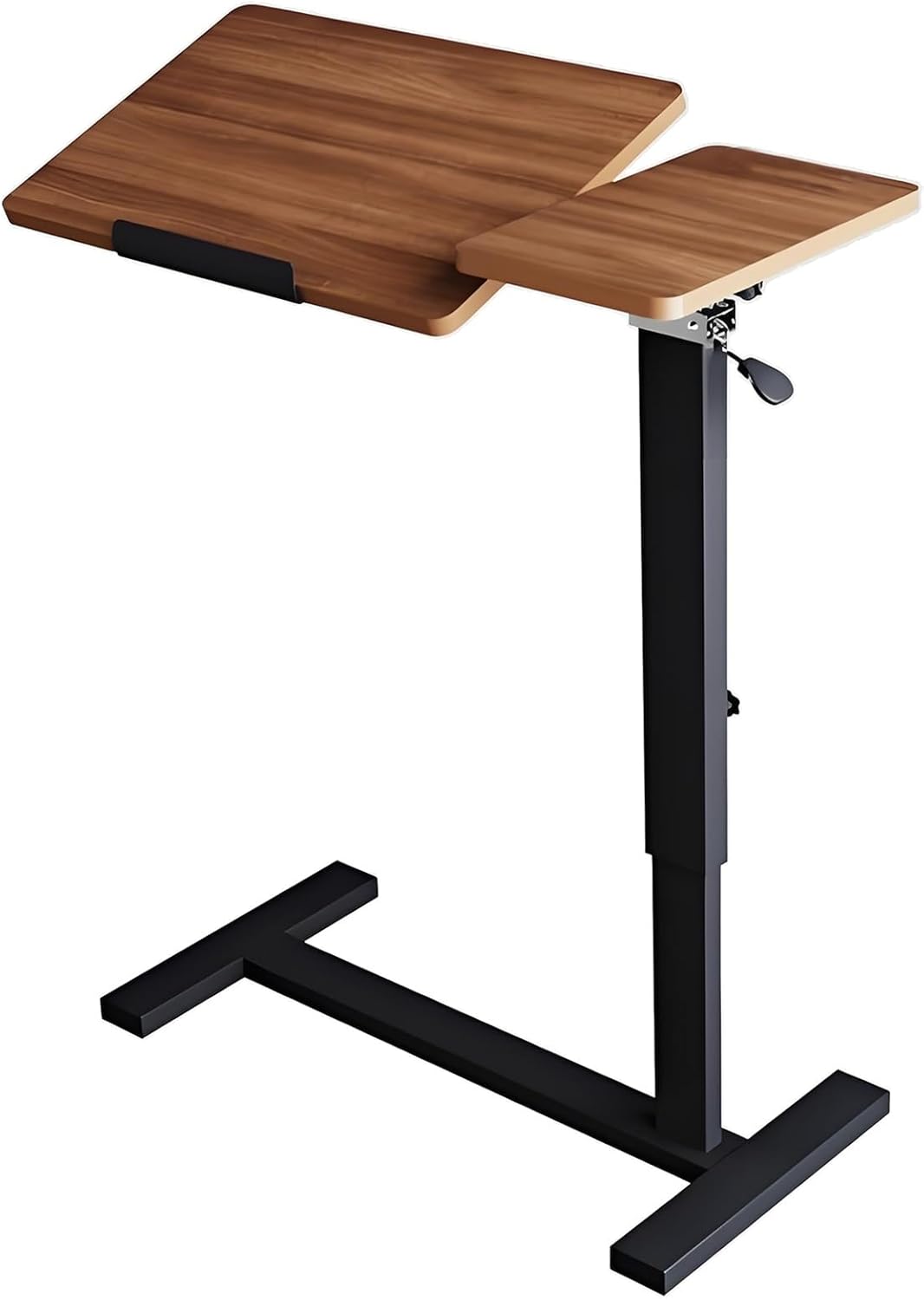 Adjustable Overbed Bedside Table with Wheels, Pneumatic Mobile Standing Laptop Desk, Rolling Computer Cart, Hospital Table Over Bed for Home Use Swivel