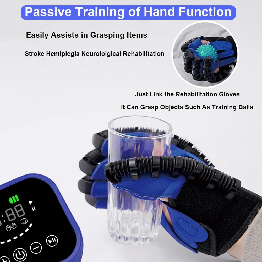Hand Rehabilitation Robot Gloves,Self Training Finger Rehabilitation Device,Functional Hand Stroke Recovery Equipment for Hand Dysfunction Patients (Left Hand-Size XL)