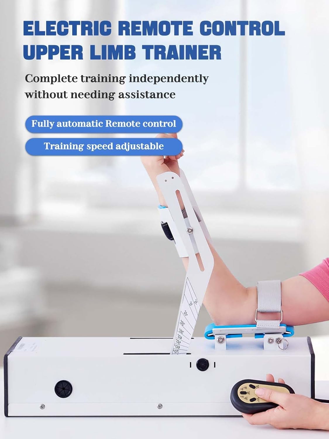 Arm Rehabilitation Training Device with Remote Control, -5-140° Flexion & Extension for Post-Op Recovery & Fracture Rehabilitation, Electric Elbow Joint Exerciser