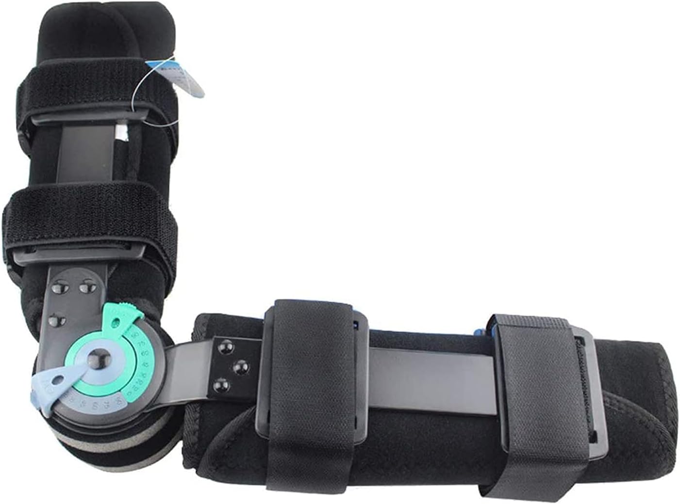 Hinged Knee Brace Adjustable Post Op Knee Support Orthosis Immobilizer Protector for Left Leg and Right Leg, Both Men and Women/Black-Black-Large