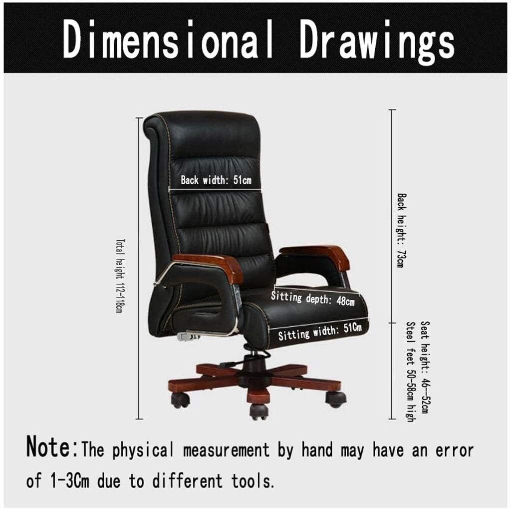 Executive Swivel Adjustable Swivel Office Desk Chair with Armrests Lumbar Support Desk Ergonomic Chair Chair Ergonomic Design Seat Height Office Chair Boss Leather High Back E-Sports (Brown)