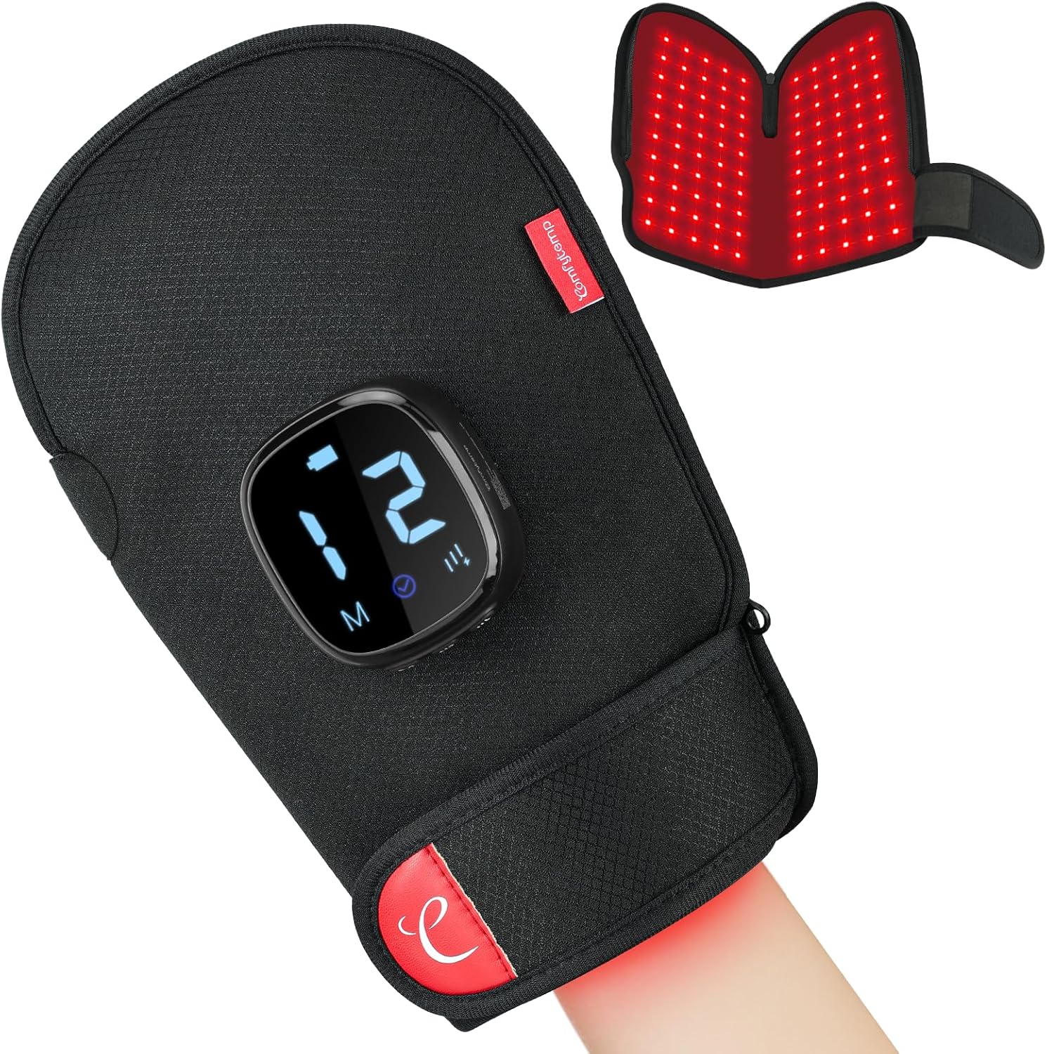 Comfytemp 5000mAh Cordless Red Light Therapy Glove for Hand, 360° Dual-Sided 100 LEDs Near Infrared Wrap, 13W Pad for Wrist Finger Joint, Birthday Gifts for Men Women Mom Dad Christmas, 660nm & 850nm