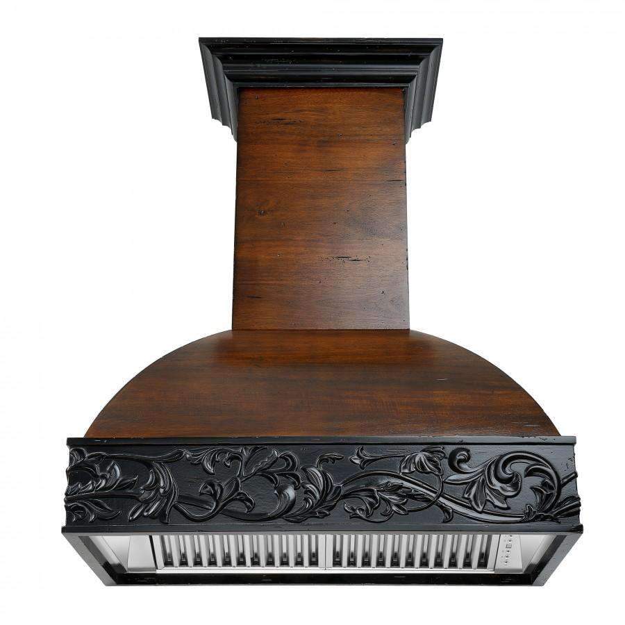 ZLINE 48-Inch Wooden Wall Mount Range Hood in Antigua and Walnut with 700 CFM Motor (393AR-48)
