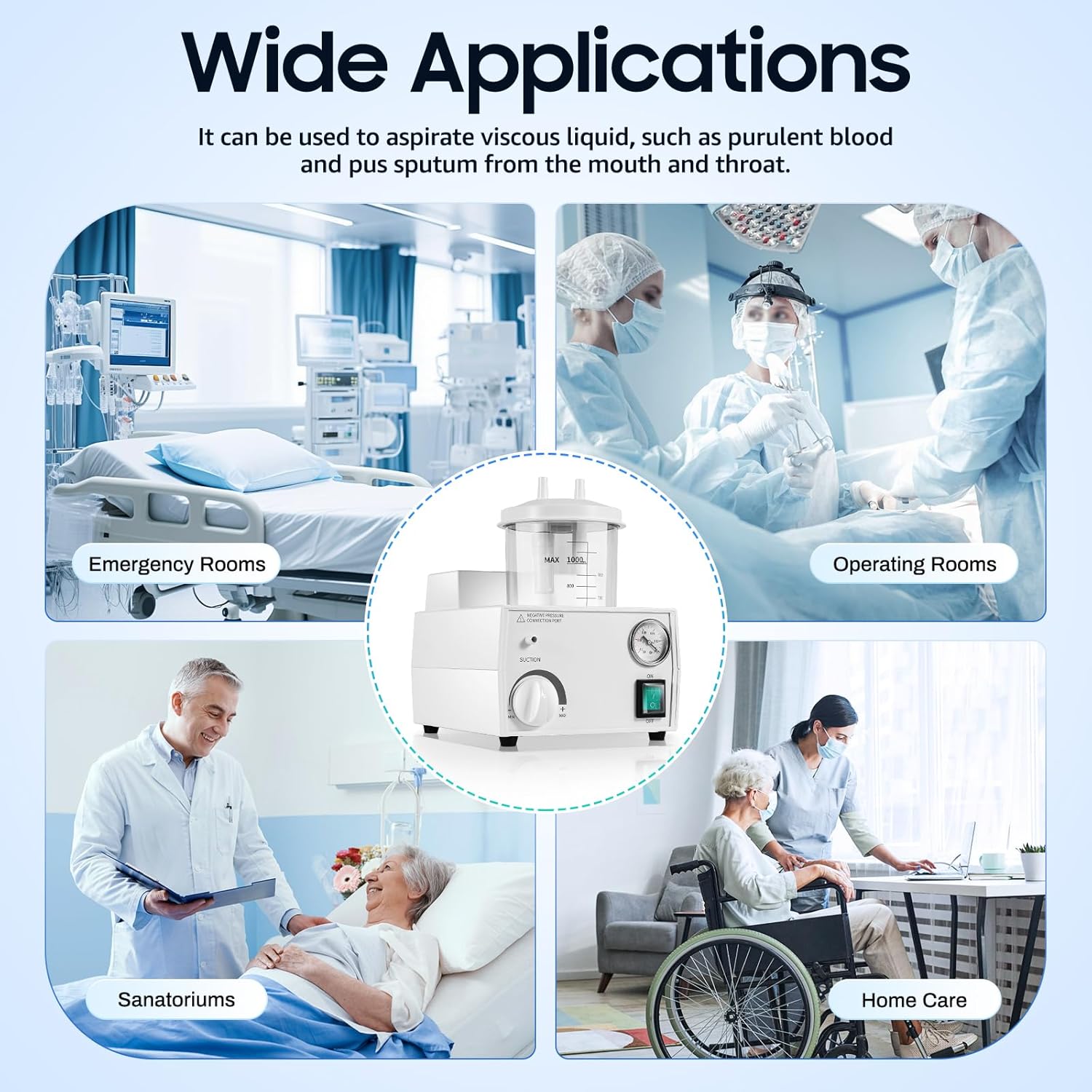 Portable Veterinary Suction Unit Quiet Vacuum Pump Device Electric Veterinary Pump Suction Vacuum Machine Low Noise Vacuum Pump Machine for Home Care,1000mL