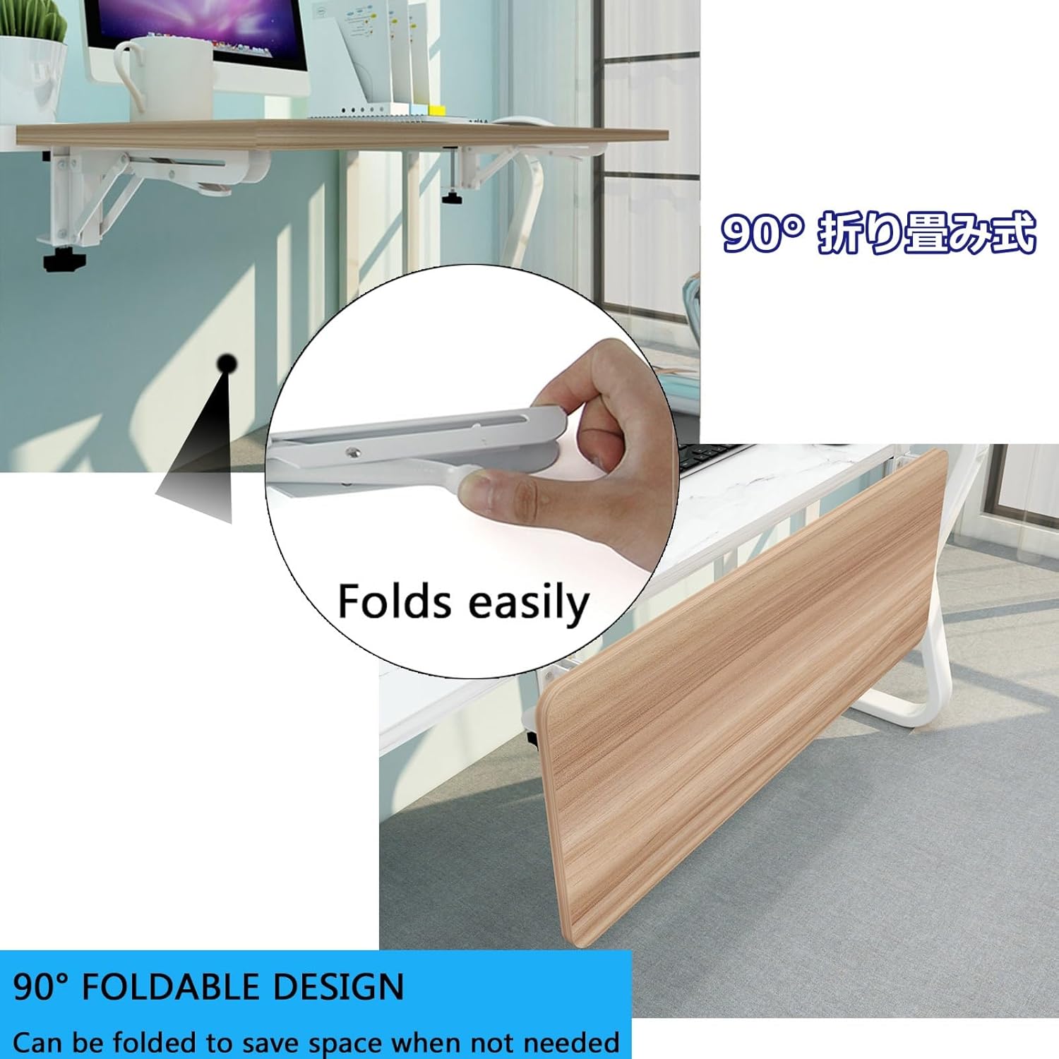 Ergonomic Desk Extender 90° Folding Clamp On Keyboard Tray 55/65/75x25cm, Table Mount Armrest Shelf, Fully Supports The Arms, Ideal for Long Hours of Typing and Gaming,