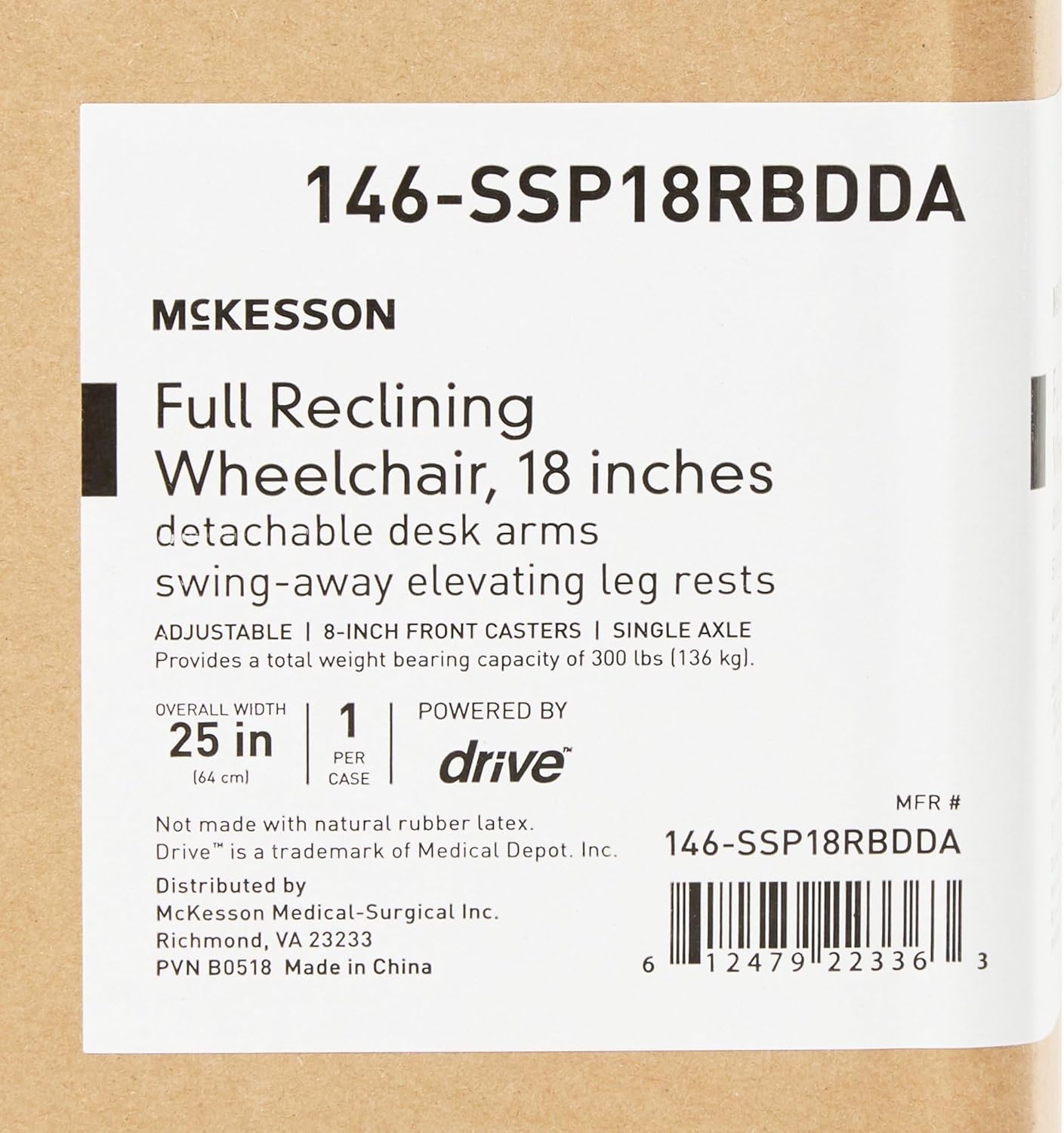 McKesson Reclining Wheelchair & Detachable Desk Arms - 18