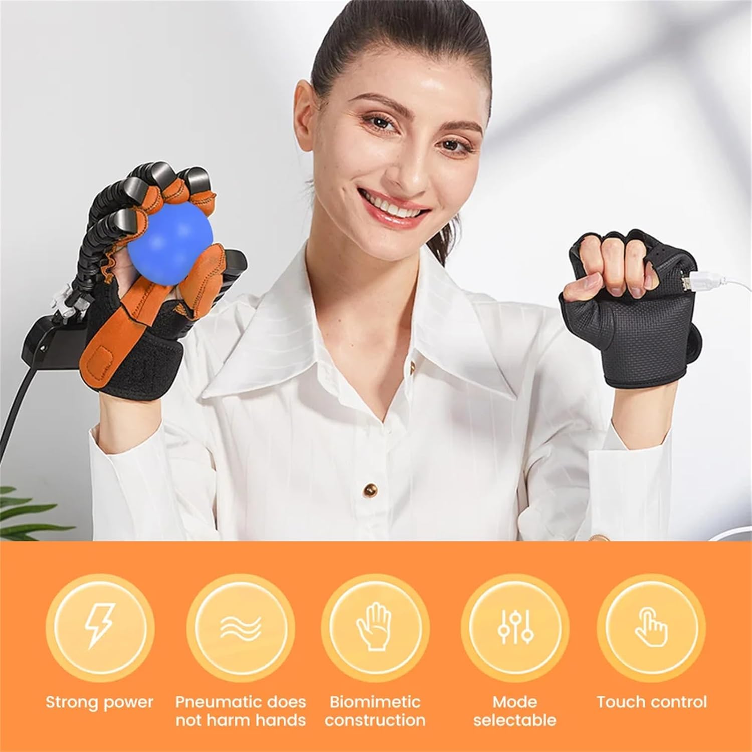 Rehabilitation Robot Gloves, Hemiplegia Finger Rehabilitation Training Equipment, Stroke Hand Splint, ​for Hand Function Recovery