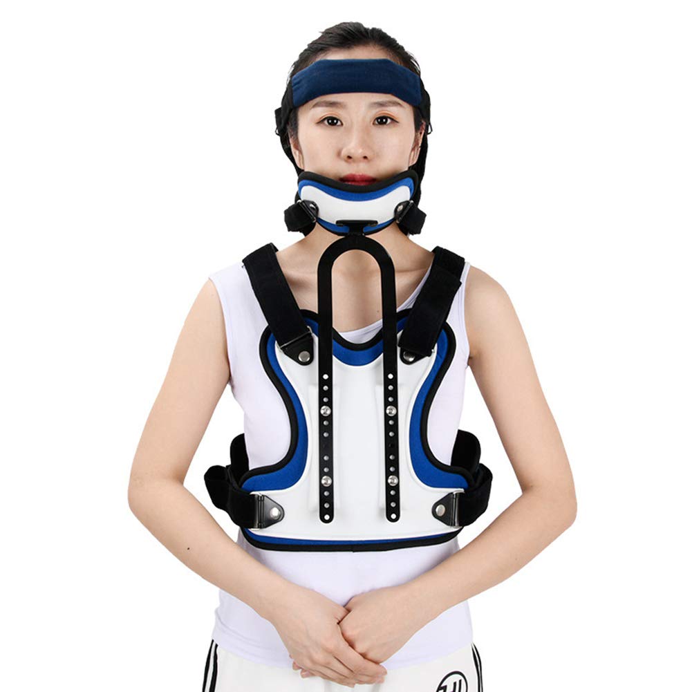 Thoracolumbar Head Neck and Chest Fixed Brace, Lumbar Back Spine Orthosis Adjustable Cervical Thoracic Orthosis for Compression Fractures and Osteoporosis(