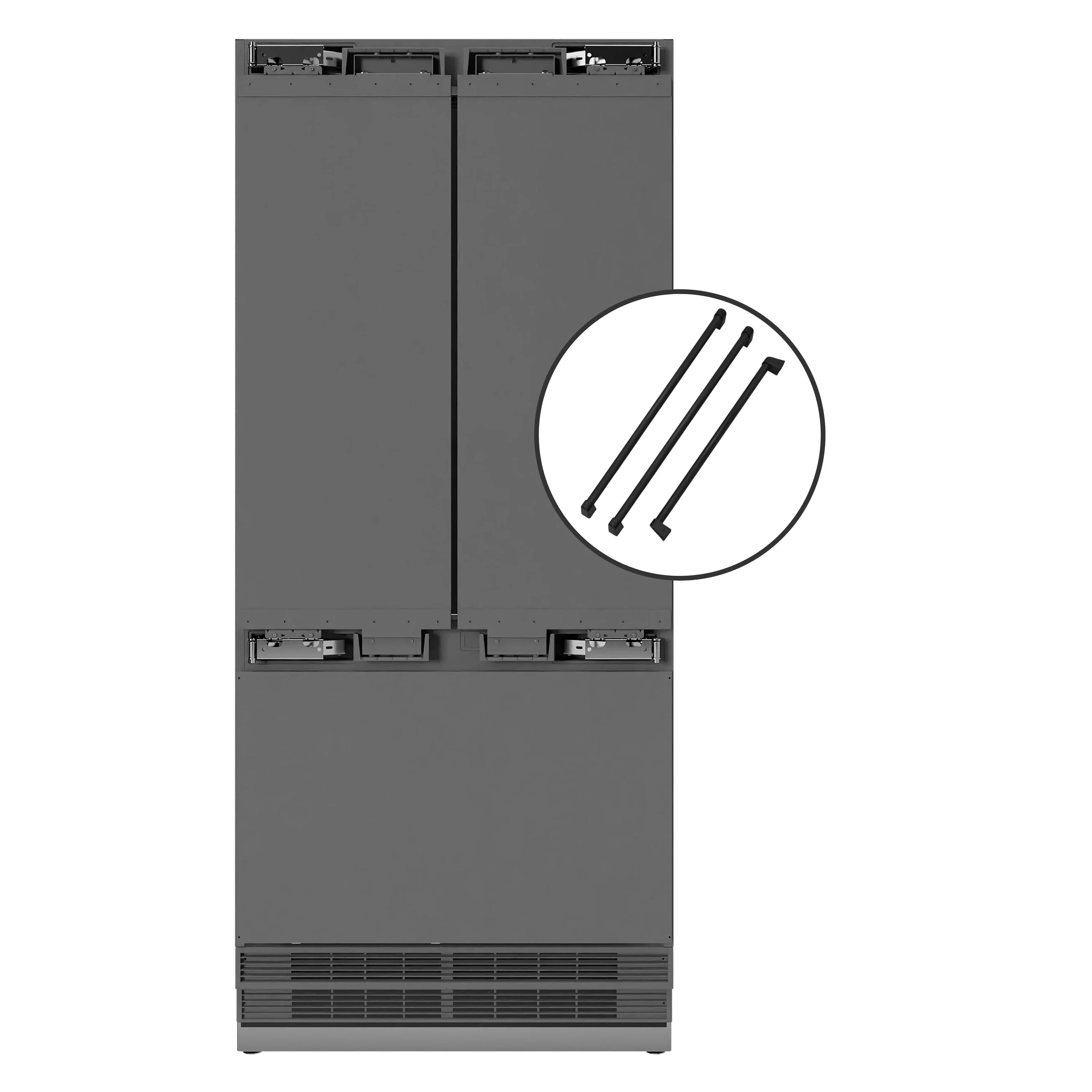 ZLINE Autograph Edition 36-Inch 19.6 cu. ft. Panel Ready French Door Built-In Bottom Freezer Refrigerator with Water Dispenser and Ice Maker with Stainless Steel Interior and Matte Black Accents (SRBIVZ-36-MB)