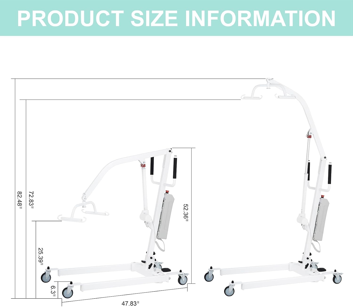 Electric Patient Lift for Home Use with Sling - Portable, Adjustable Medical Patient Lift for Elderly, Adults & Handicap, 400LBS Weight Capacity