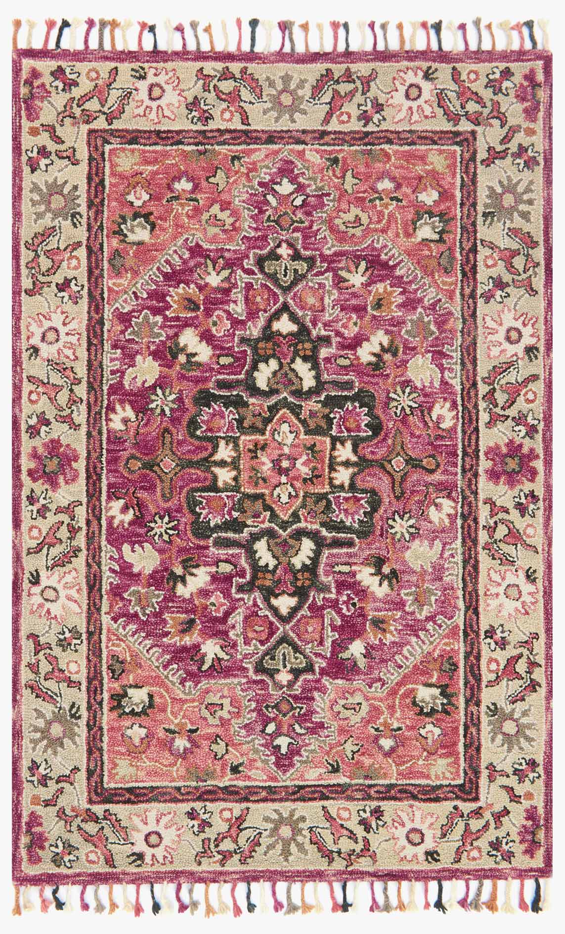 Loloi Zharah Collection - Transitional Hooked Rug in Raspberry & Taupe (ZR-05)