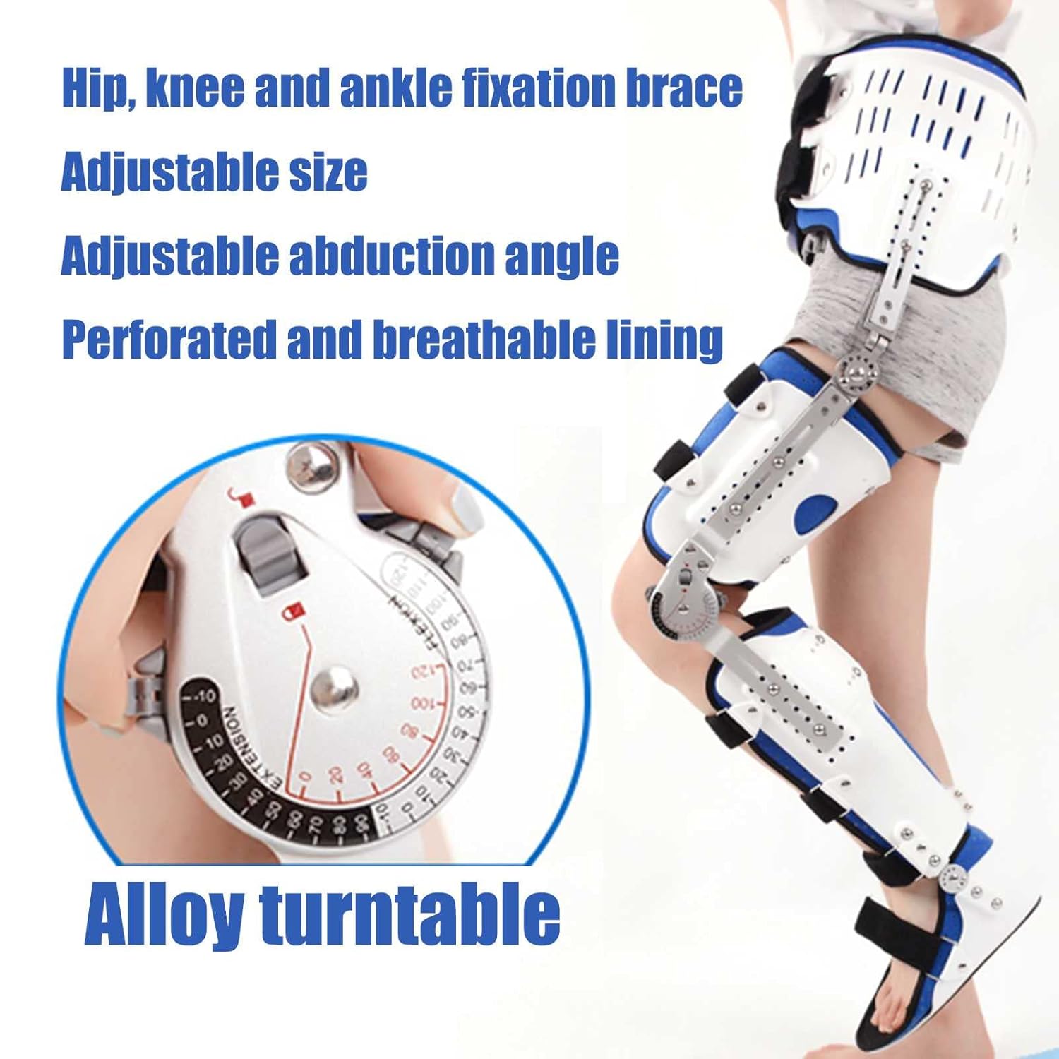 Hinged Knee Brace,Knee Joint Fixation Bracket Adjustable Hip, Knee, Ankle and Foot Orthosis Support Joint Stabilizer (Right-Medium