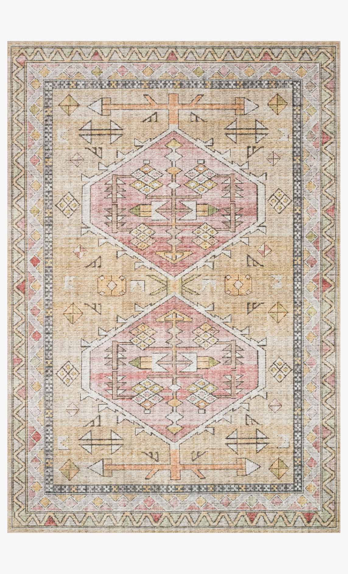 Loloi II Skye Collection - Traditional Power Loomed Rug in Gold & Blush (SKY-04)