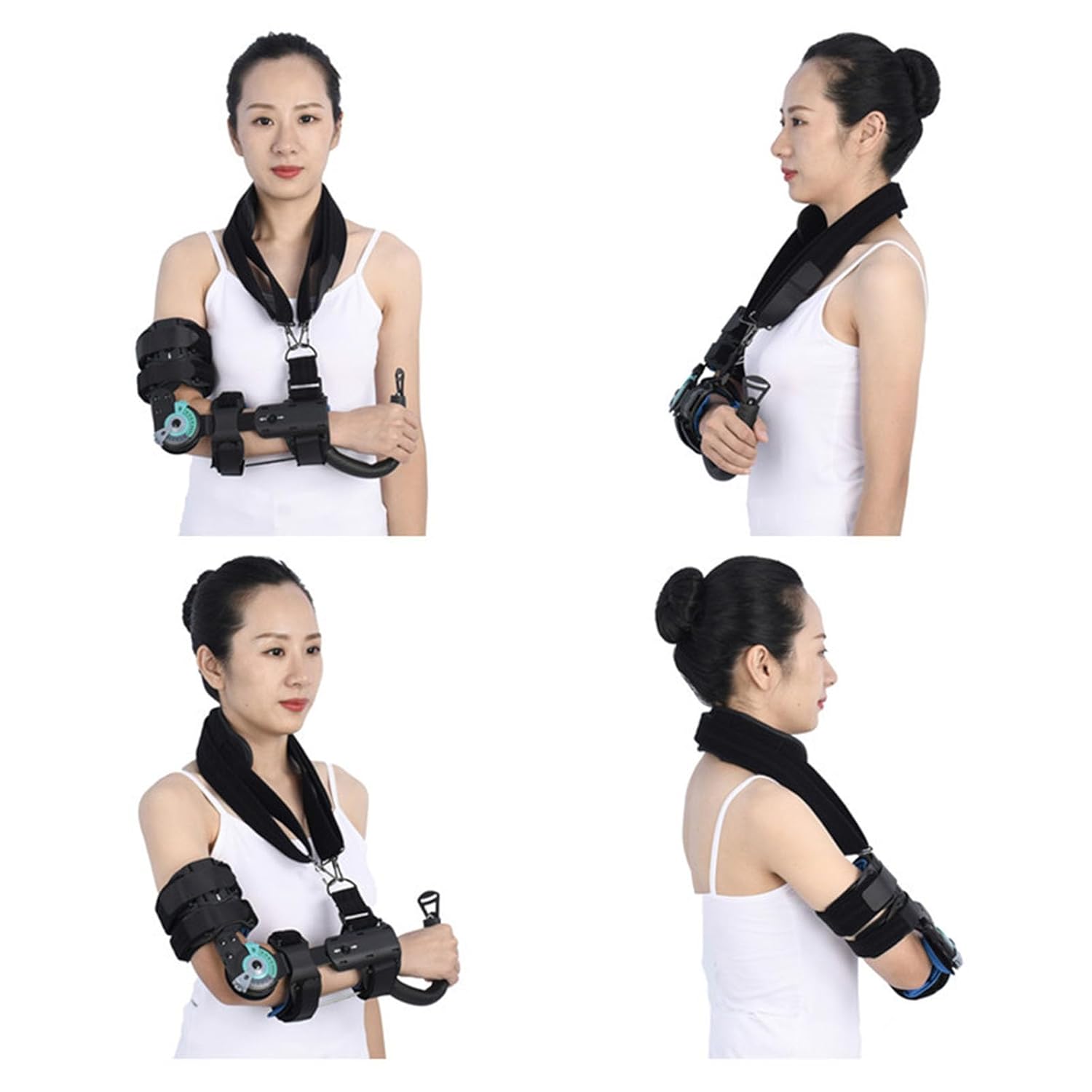 SFKLYU Hinged Elbow Brace Range of Motion Support Sling Stabilizer for Dislocated Arm Adjustable Splint & Shoulder Strap Adjustable Post Elbow Brace,Left