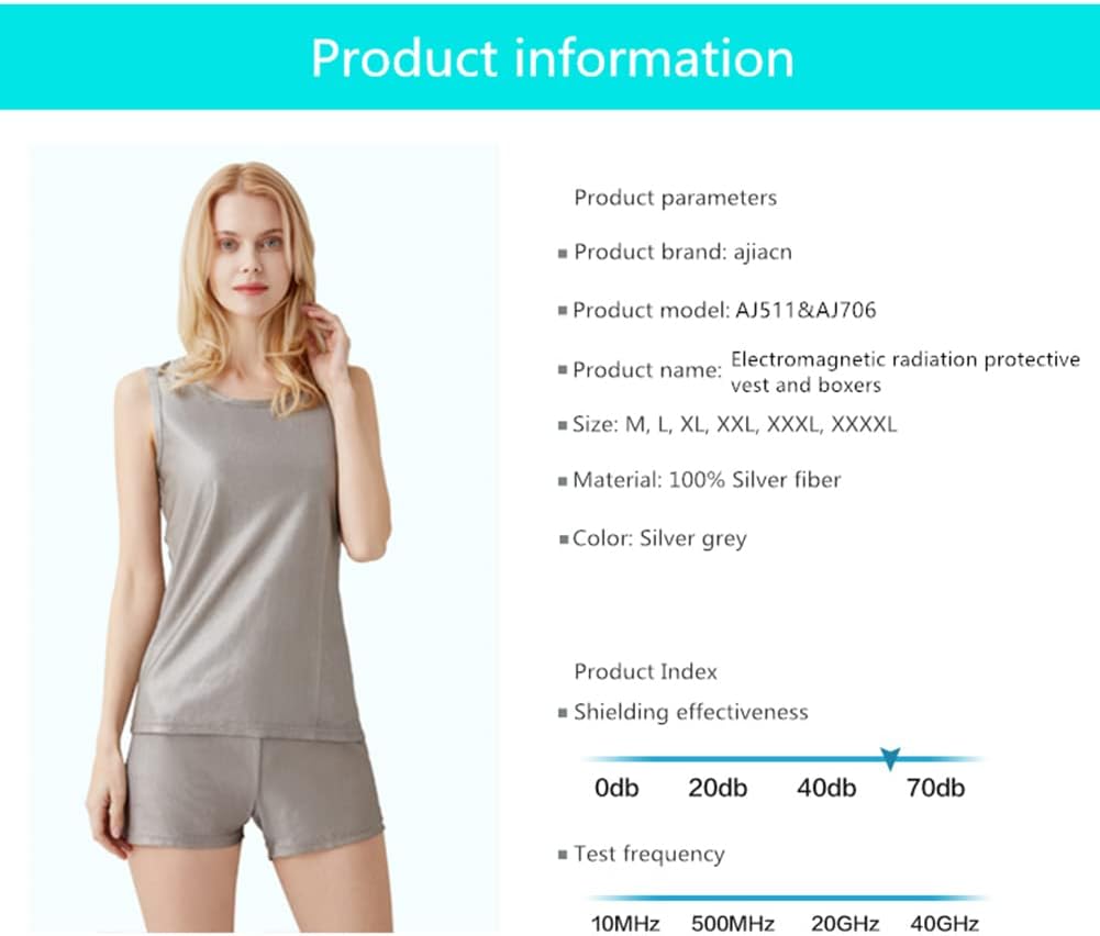 EMF Protection Clothing, Silver Fiber Faraday Clothing, 5G Blocking, RF Shielding, WiFi Shield,Shorts,XL
