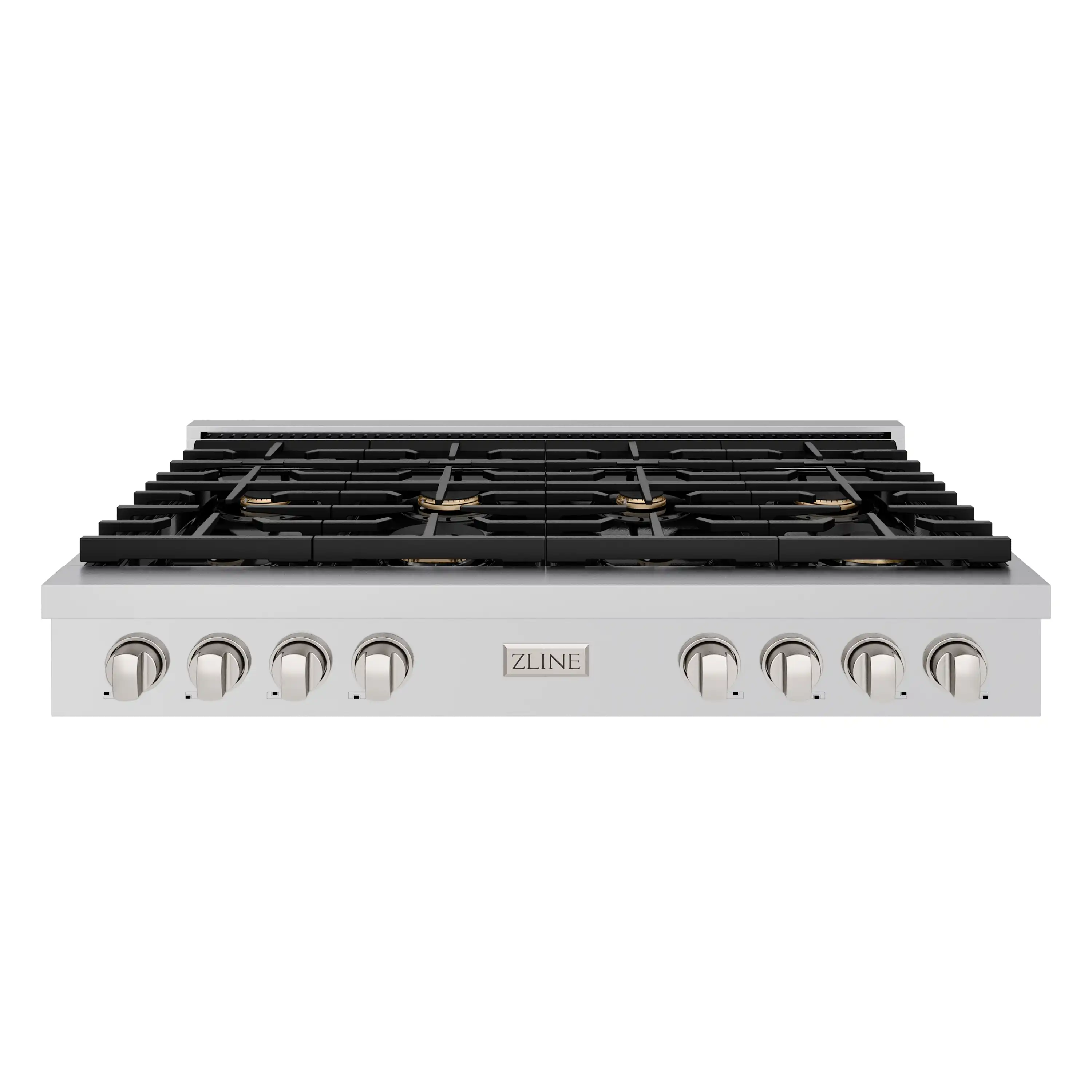 ZLINE Paramount 48-Inch Gas Rangetop with 8 Brass Burners and Porcelain Cooktop in Stainless Steel (SRT-BR-48)