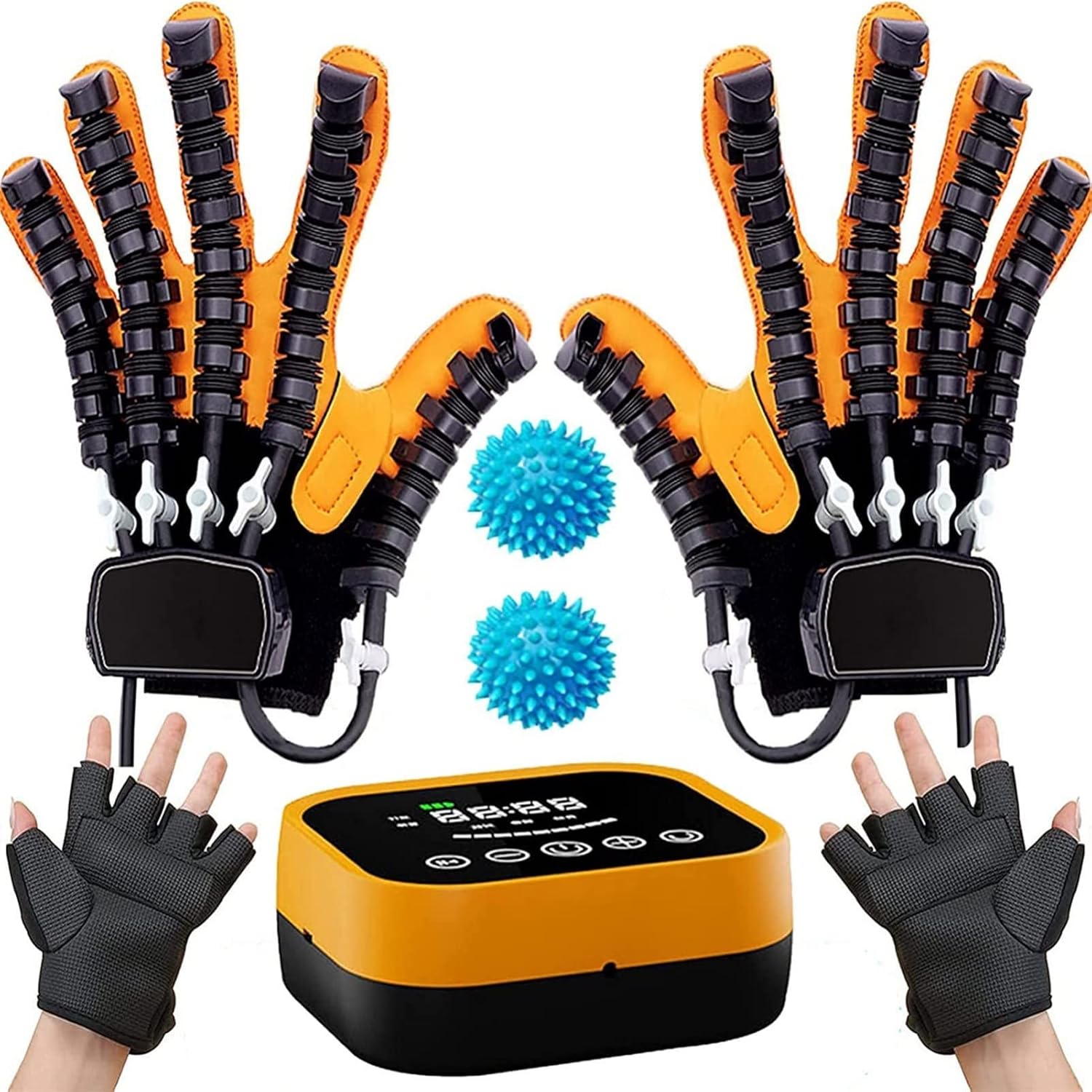 1 Pair Rehabilitation Robot Gloves, 2nd Generation Upgrade Rehabilitation Robot Gloves Both Hand, for Exercises Patients with Hand Dysfunct(Size:S Code,Color:Left+Right)