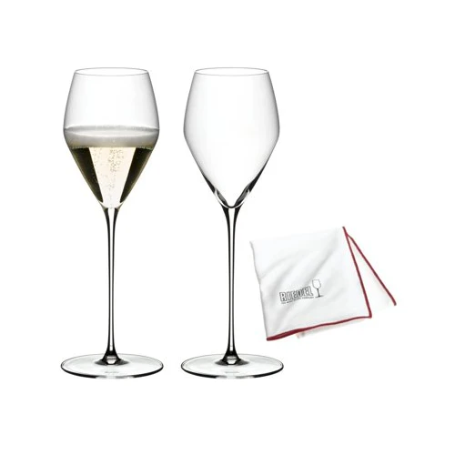 Riedel Veloce Champagne Wine Glasses (Set of 2) With Microfiber Polishing Cloth