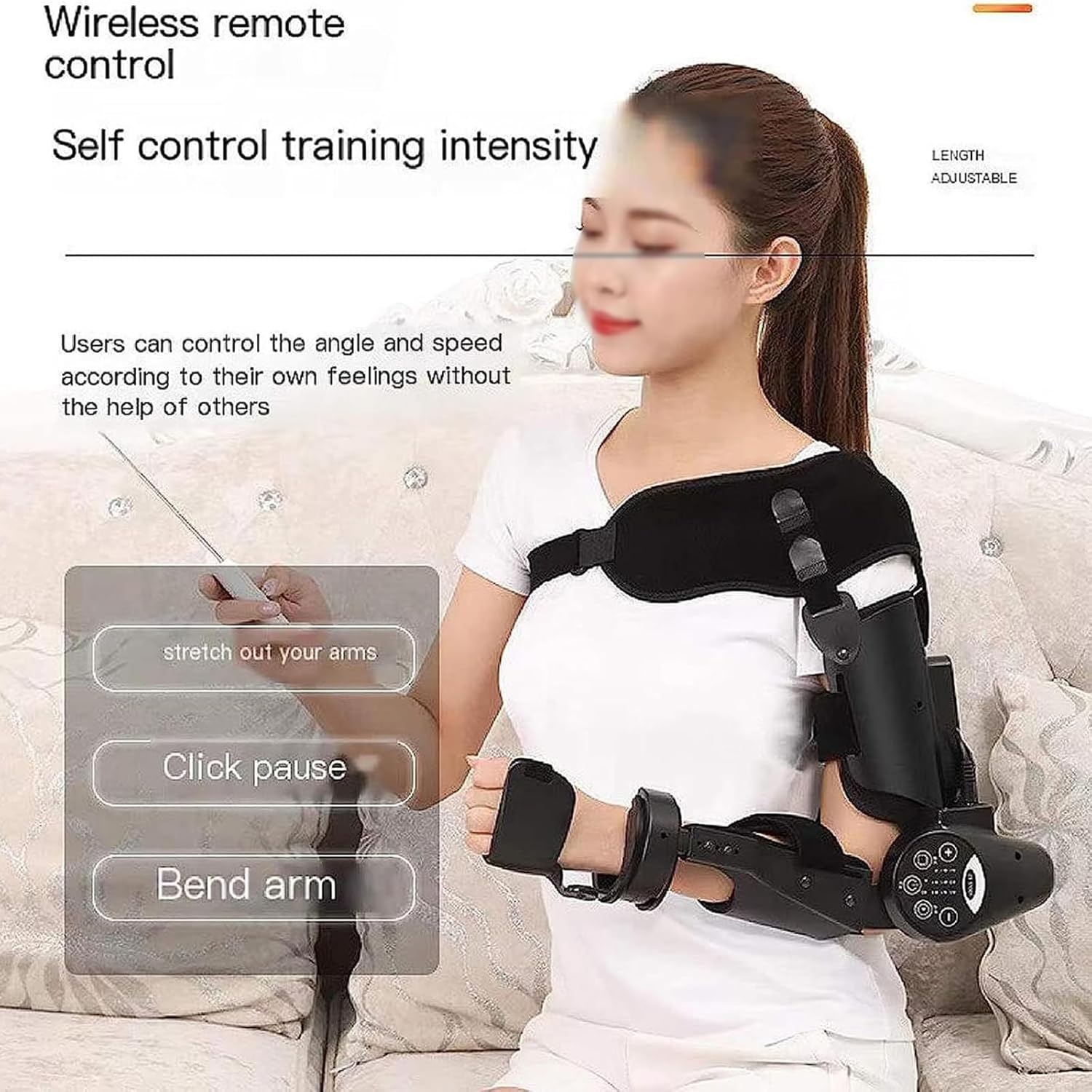 Arm Rehabilitation Device, Elbow Joint Rehabilitation Training Device Hinged Elbow Brace Arm Exerciser with Remote Control & Intelligent Timing for Stroke Hemiplegia Patients,Right