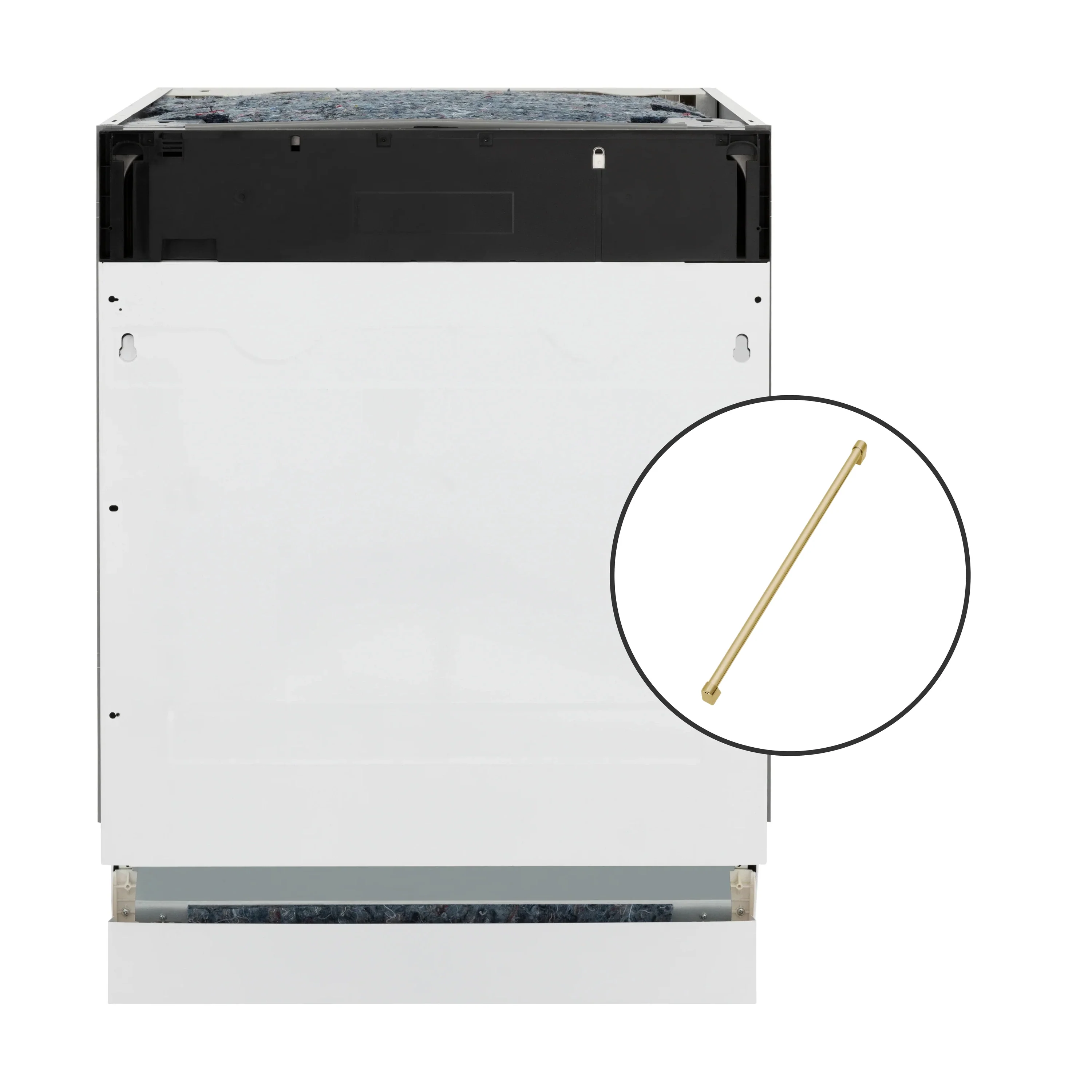 ZLINE Autograph Edition 24-Inch Tallac Series 3rd Rack Top Control Built-In Tall Tub Dishwasher in Custom Panel Ready with Polished Gold Handle (DWVZ-24-G)