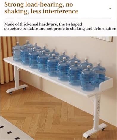 Adjustable Overbed Rolling Table, Mobile Laptop Desk with Extended Wood Top & Metal Frame for Bedroom, Home Office, Hospital Use - Versatile & Space-Saving Solution