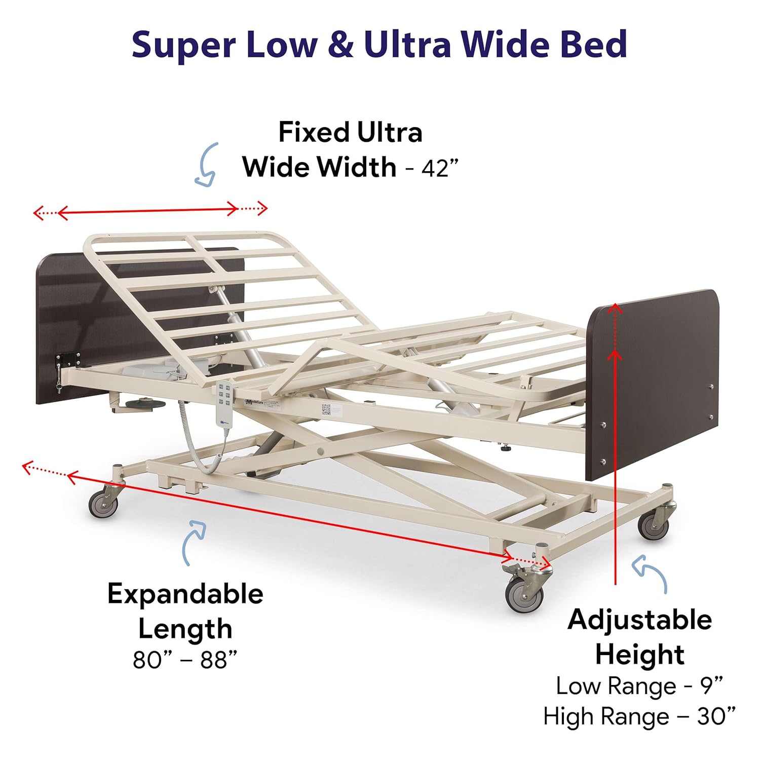 Ultra Low Adjustable Hospital Bed with 42