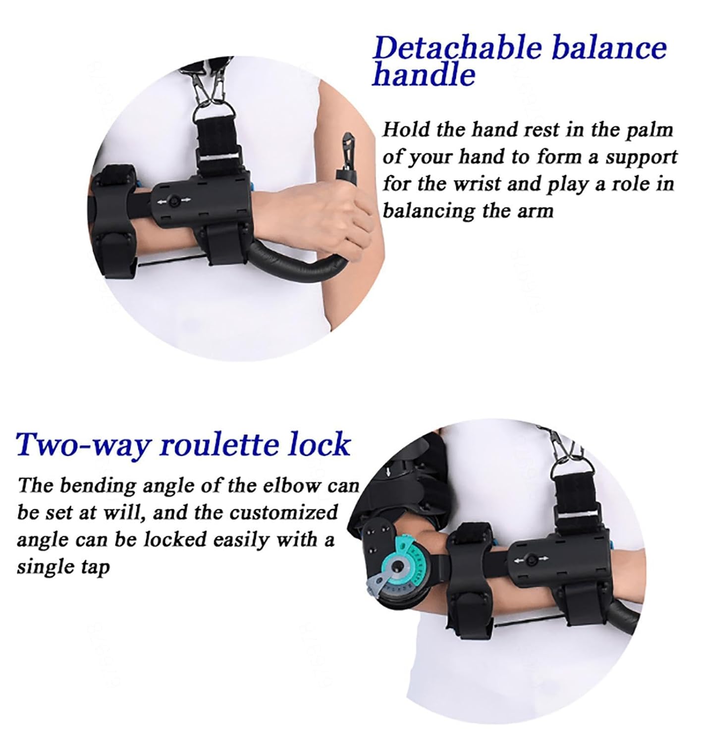 Hinged Elbow Brace, ROM Adjustable Splint & Shoulder Strap with Sling Stabilizer,Men & Women Post Tendon Injury & Surgery Pain Relief Recovery,Dislocated Arm,Left (Right