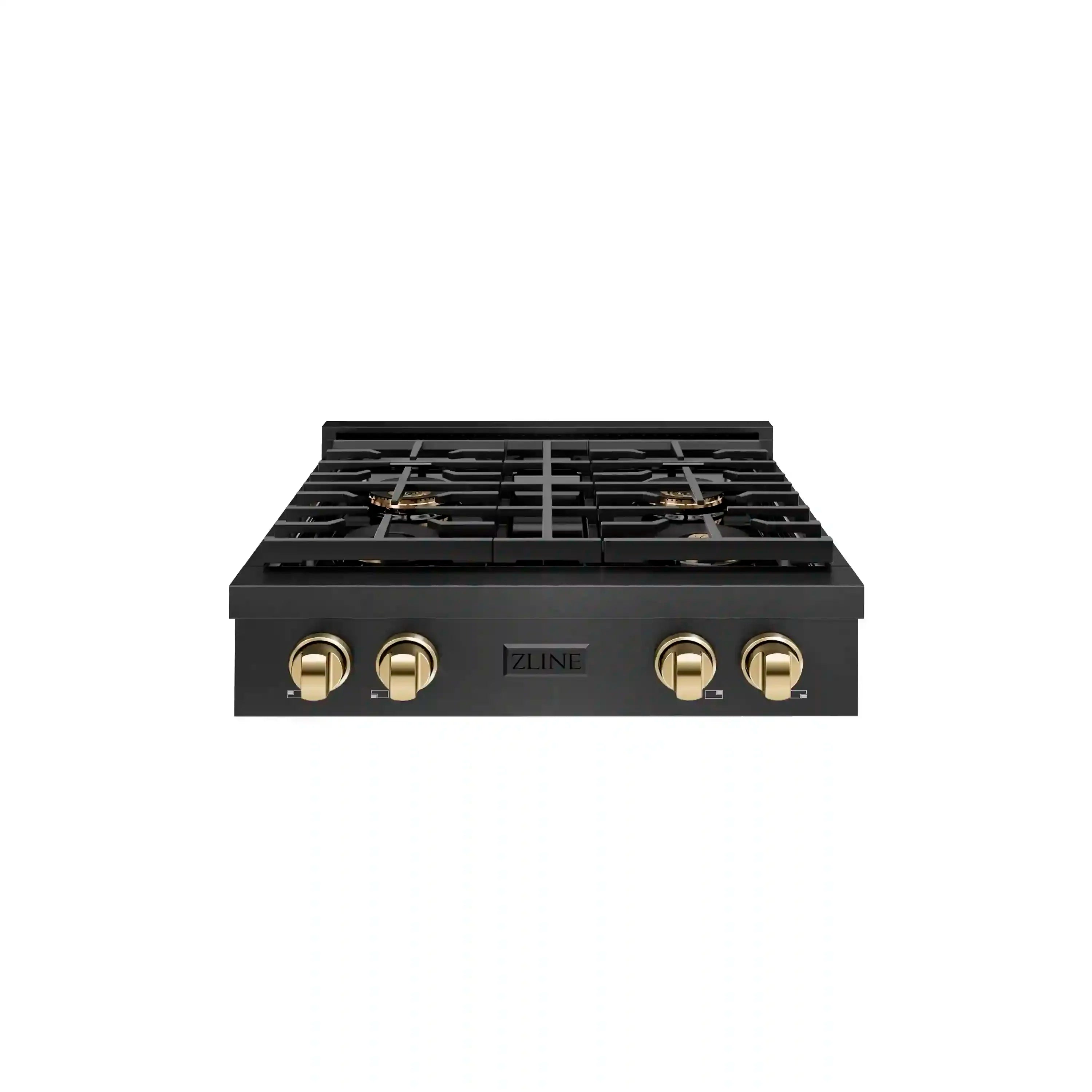 ZLINE Autograph 30-Inch Paramount Gas Rangetop with 4 Burner DuoPro鈩?Cooktop in Black Satin and Polished Gold Accents (PSRTBSZ-30-G)