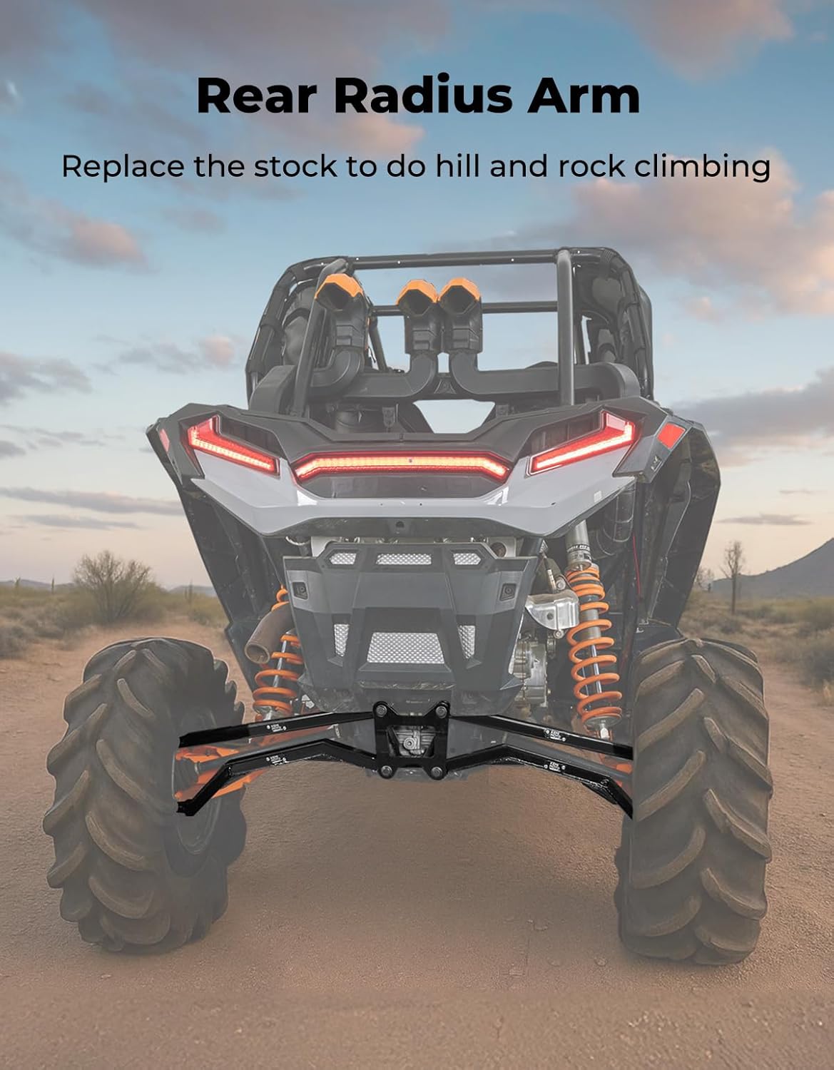 KEMIMOTO 14-23 XP 1000 Rear Radius Arms/Rods High Ground Clearance 4X Stronger Than Stock, Compatible with Polaris RZR XP 1000/RZR 4 1000 2014-2023, Adjustable Radius Rods with Reinforcement Rib