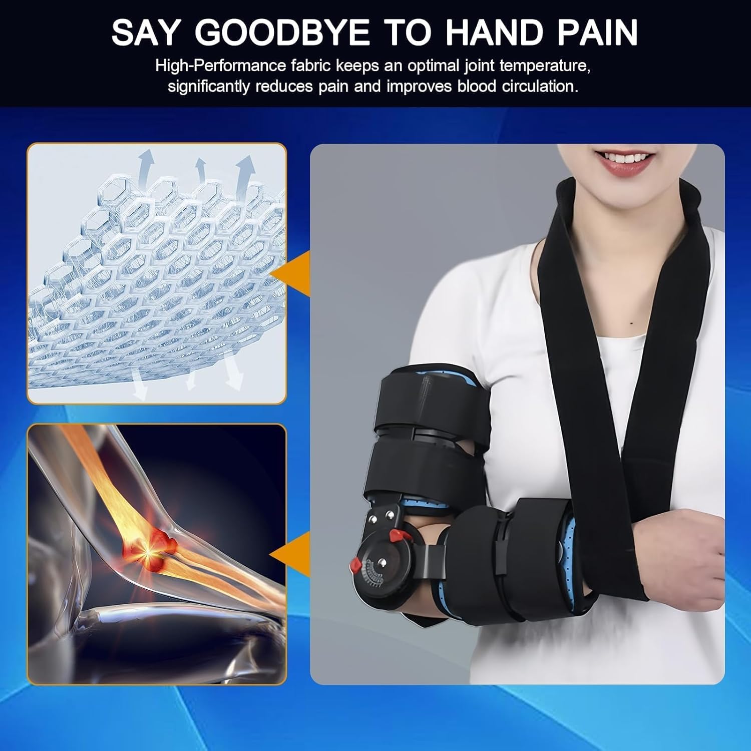 Hinged ROM Elbow Brace,Adjustable Post Elbow Brace Stabilizer Splint Arm Injury Recovery Support After Surgery,Ligament and Tendon Repairs,Surgical Repair of a Fracture and Biceps Repair(Ambidextrous)